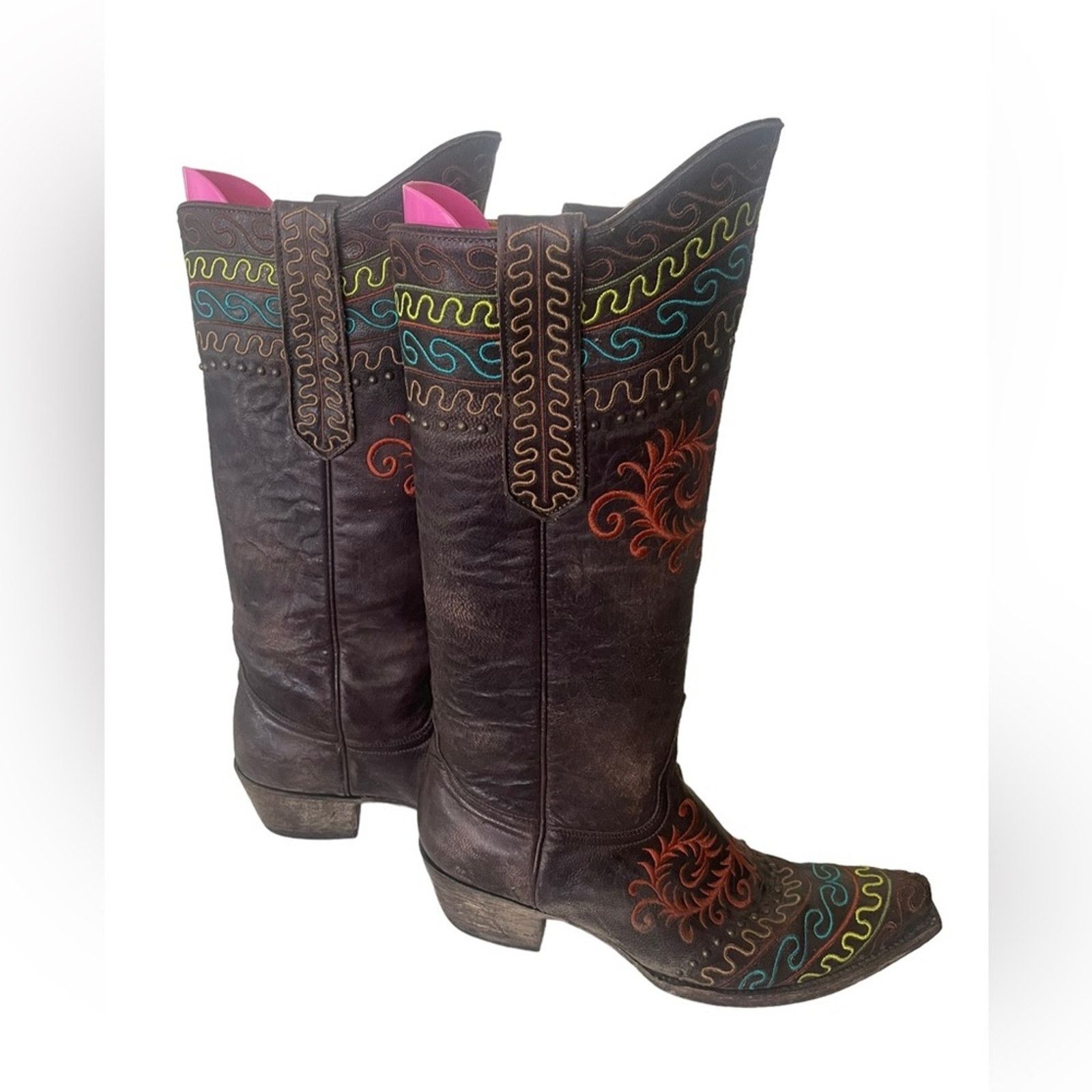 Old Gringo Old Gringo Zarape Chocolate Colorful Stitched Boots sz 7.5 B Size US 7.5 / IT 37.5 - 3 Thumbnail