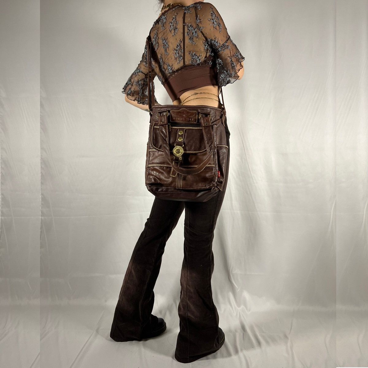 Diesel Diesel Faux Leather Shoulder Bag Multi Pocket Vintage Y2K Size ONE SIZE - 4 Thumbnail