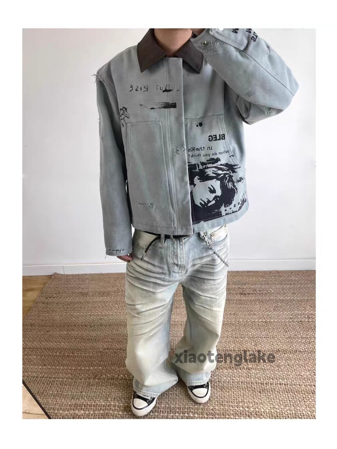 Jean Washed faded loose baggy rusty stain grunge jeans Size US 30 / EU 46 - 2 Thumbnail