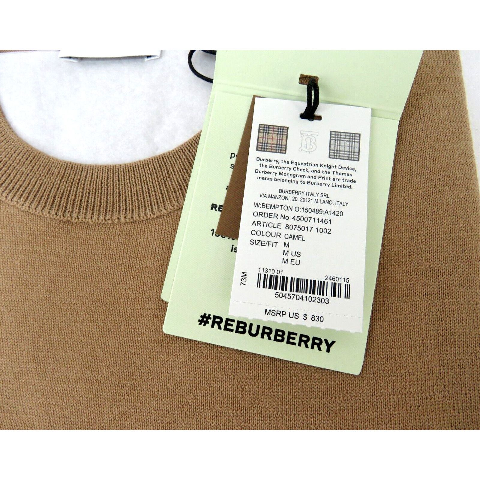 Burberry BEMPTON CAMEL WOOL ELBOW CHECK PATCHES PULLOVER SWEATER M Size M / US 6-8 / IT 42-44 - 9 Thumbnail