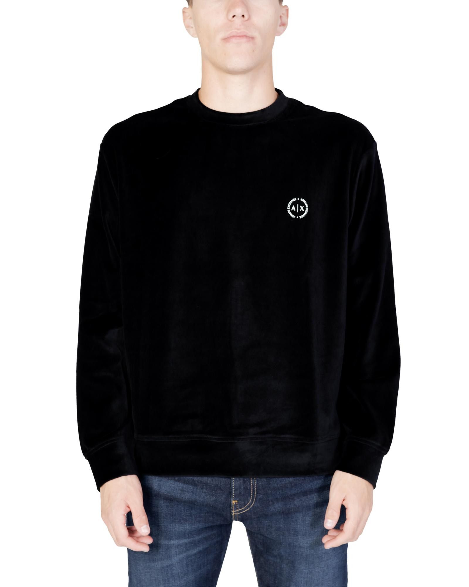 image of Armani Exchange Long Sleeve Round Neck Sweatshirt in Black, Men's (Size XS)