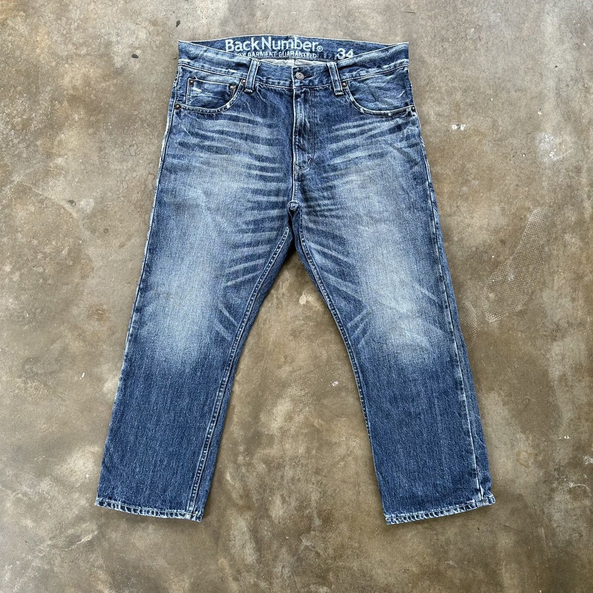 Japanese Brand Vintage Back Number Faded Denim Jean Pant W34 Size US 34 / EU 50 - 1 Thumbnail