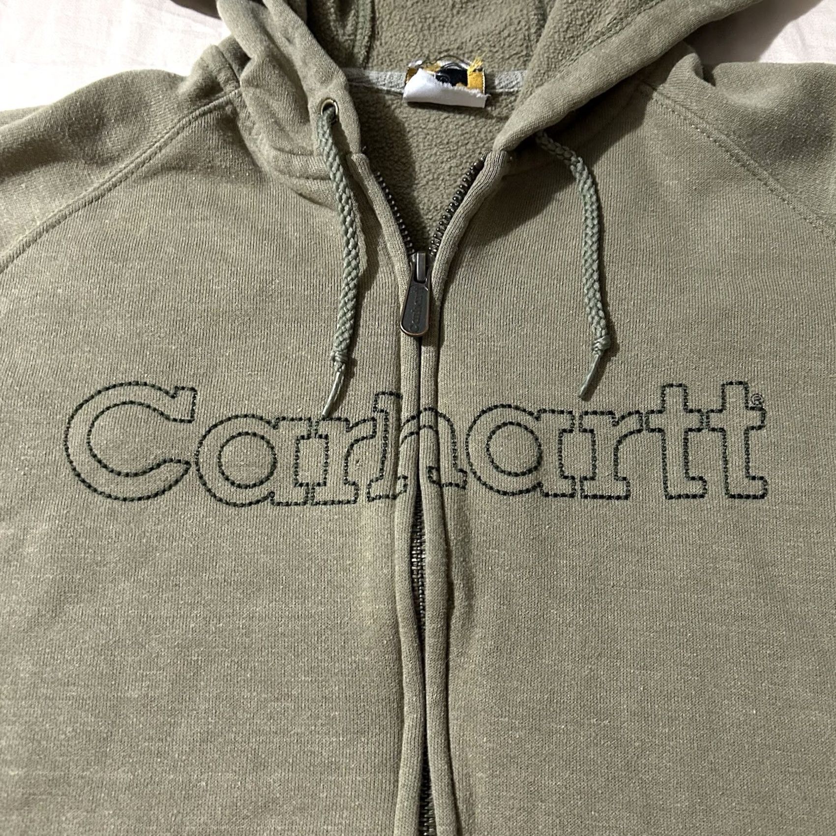 Carhartt VINTAGE Carhartt Workwear Zip Up Hoodie Women XS Green Spellout Y2K Size XS Size XS / US 0-2 / IT 36-38 - 2 Thumbnail
