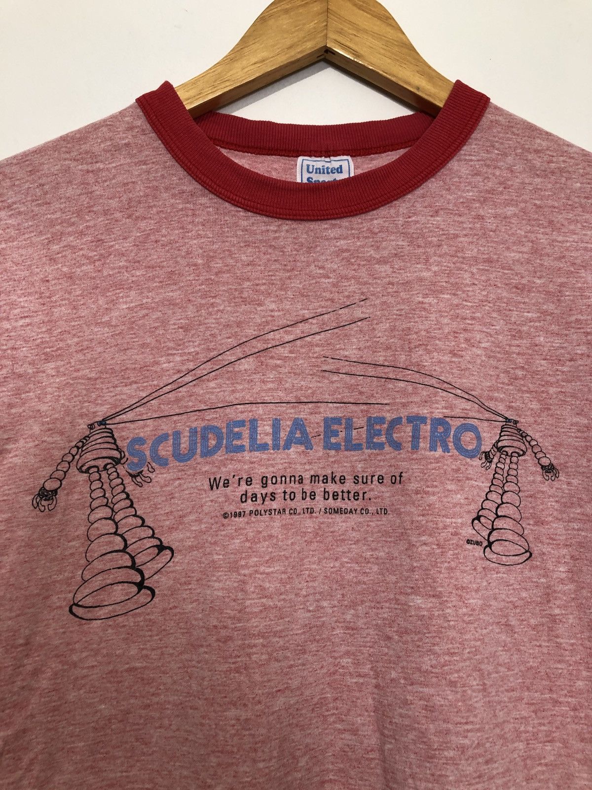 Vintage Vintage 90s Scudelia Electro Ringer T-Shirt Size US M / EU 48-50 / 2 - 2 Thumbnail
