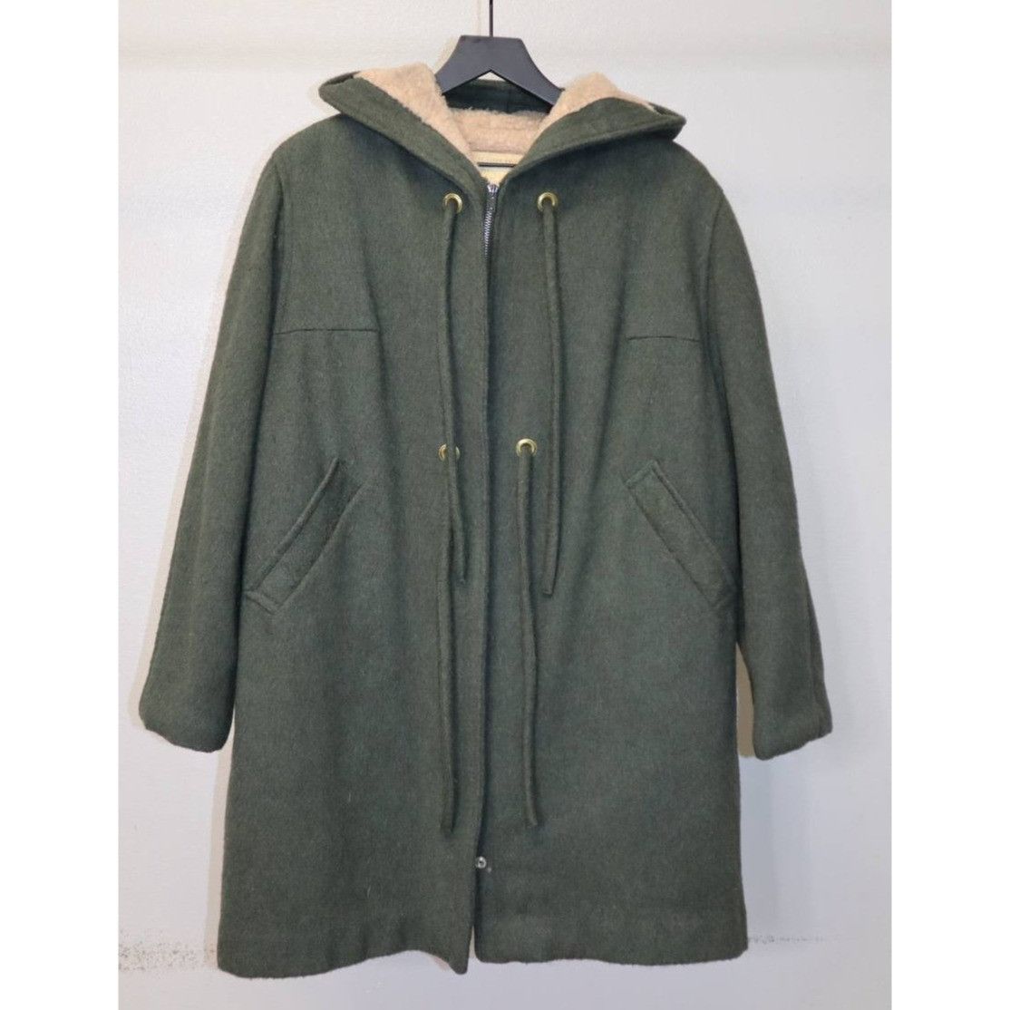 Vintage Vintage White Stag Wool Coat Women’s L Green Long Hooded Size L / US 10 / IT 46 - 1 Thumbnail