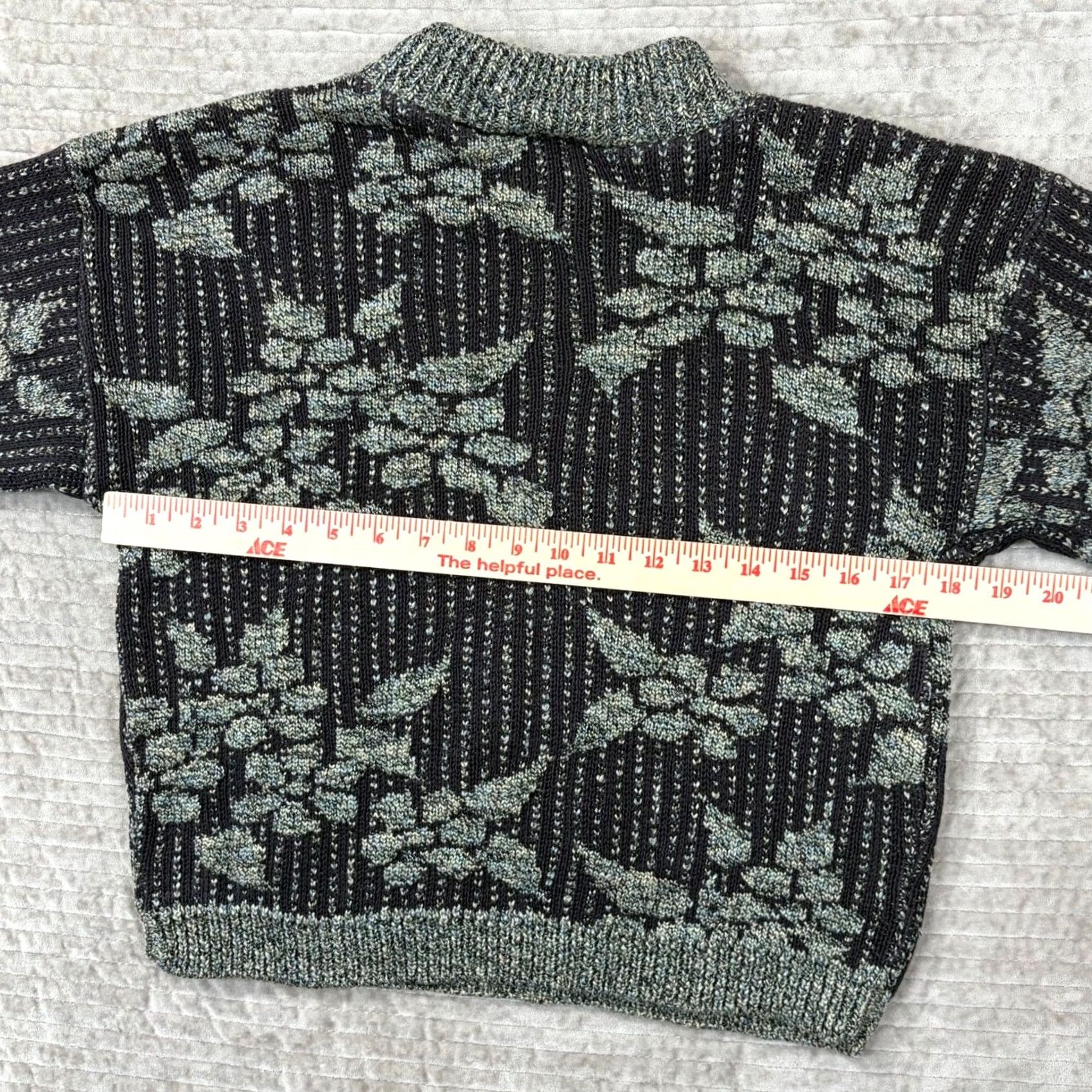 Vintage VINTAGE Across America Knit Maven Ltd Sweater Floral Jacquard Green Black USA Made Shirt M Womens Size M / US 6-8 / IT 42-44 - 6 Thumbnail