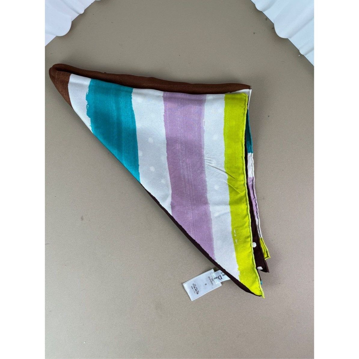 Dior Christian Dior Womens Silk Scarf 55cm x 55cm Polka Dot & Str Size ONE SIZE - 1 Thumbnail