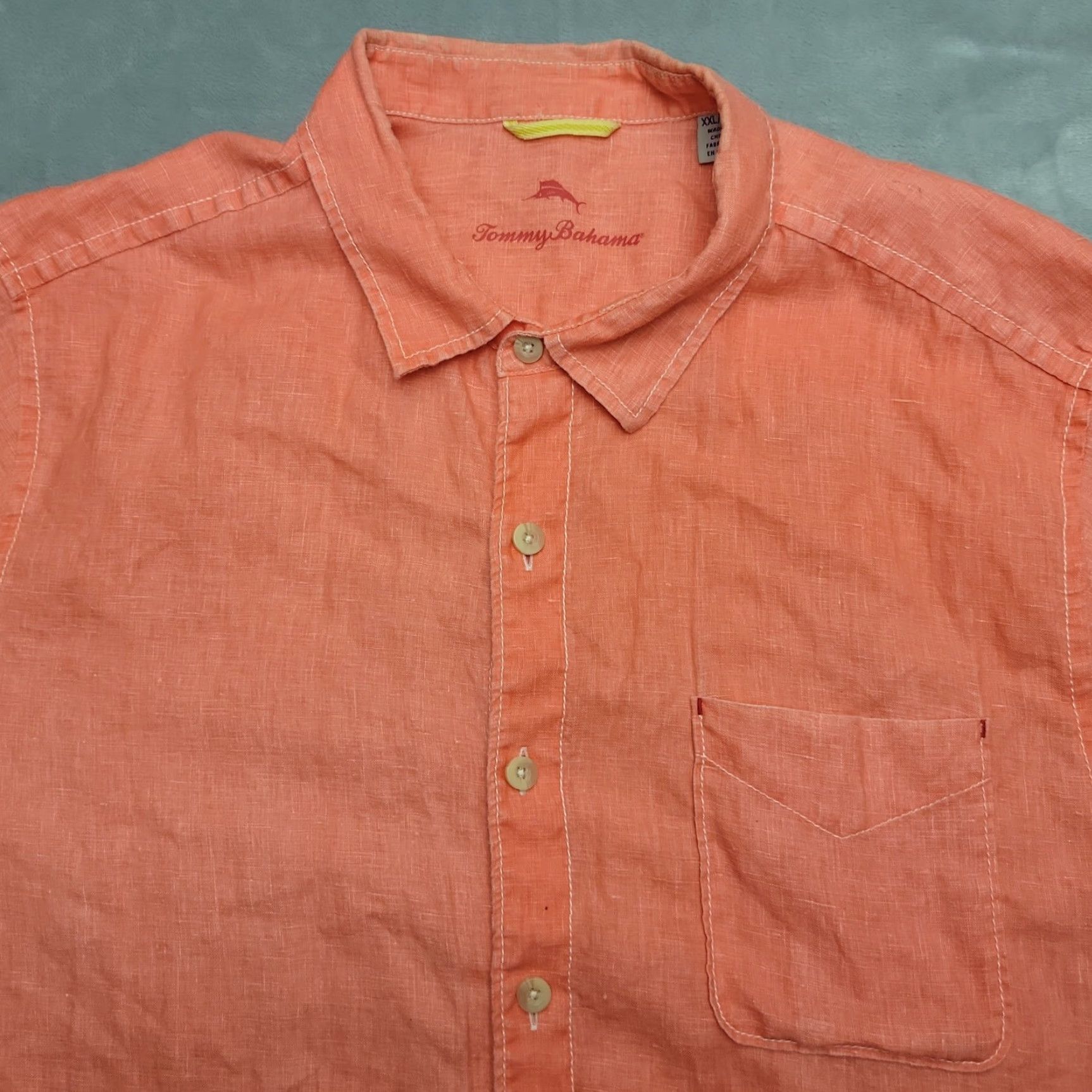 Tommy Bahama Tommy Bahama Shirt Mens XXL Coral Orange Linen Short Sleeve Casual Resort Beach Shirt Mens Size US XXL / EU 58 / 5 - 2 Thumbnail