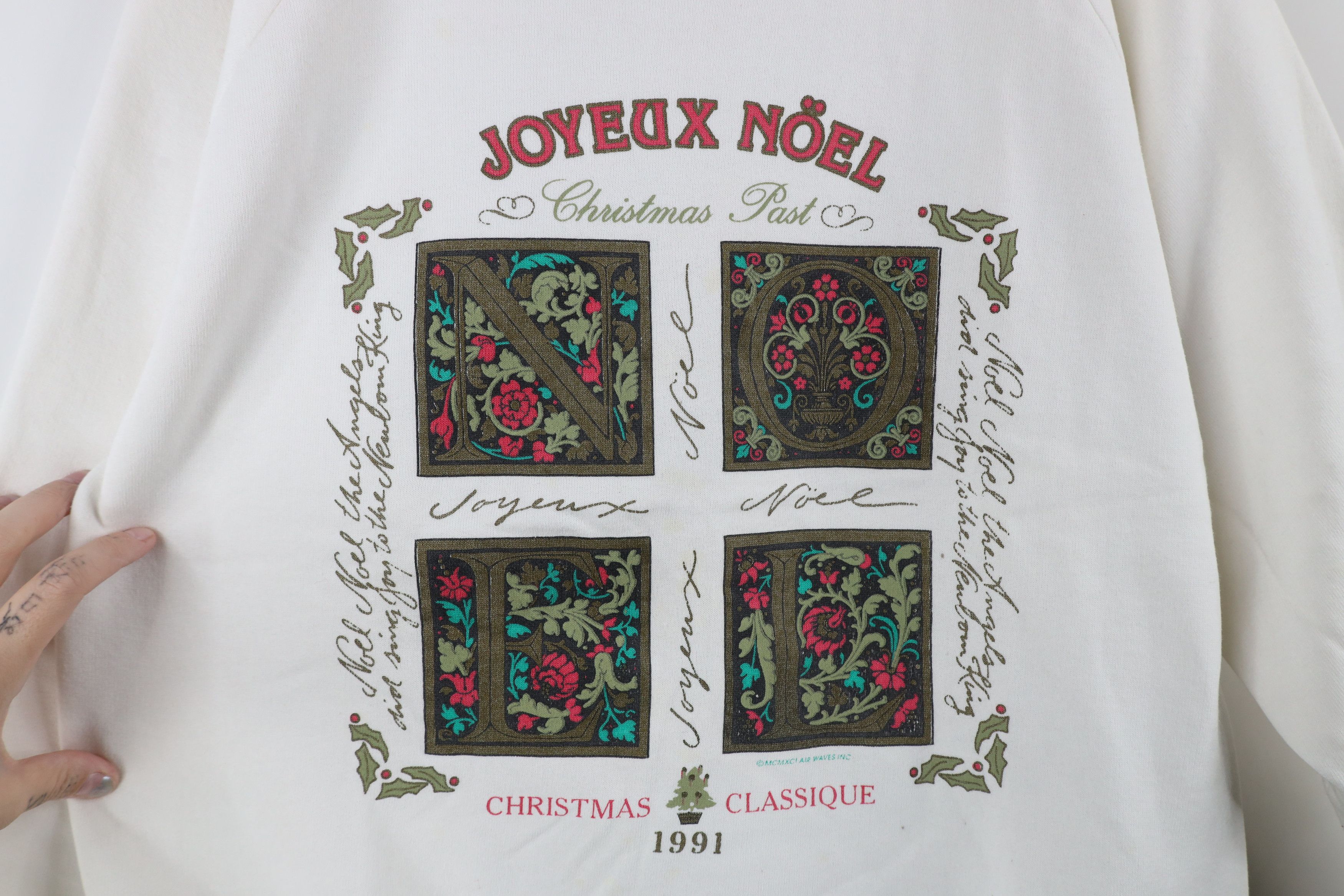 Vintage Vintage 90s Christmas Joyeux Noel Crewneck Sweatshirt USA Size L / US 10 / IT 46 - 4 Thumbnail
