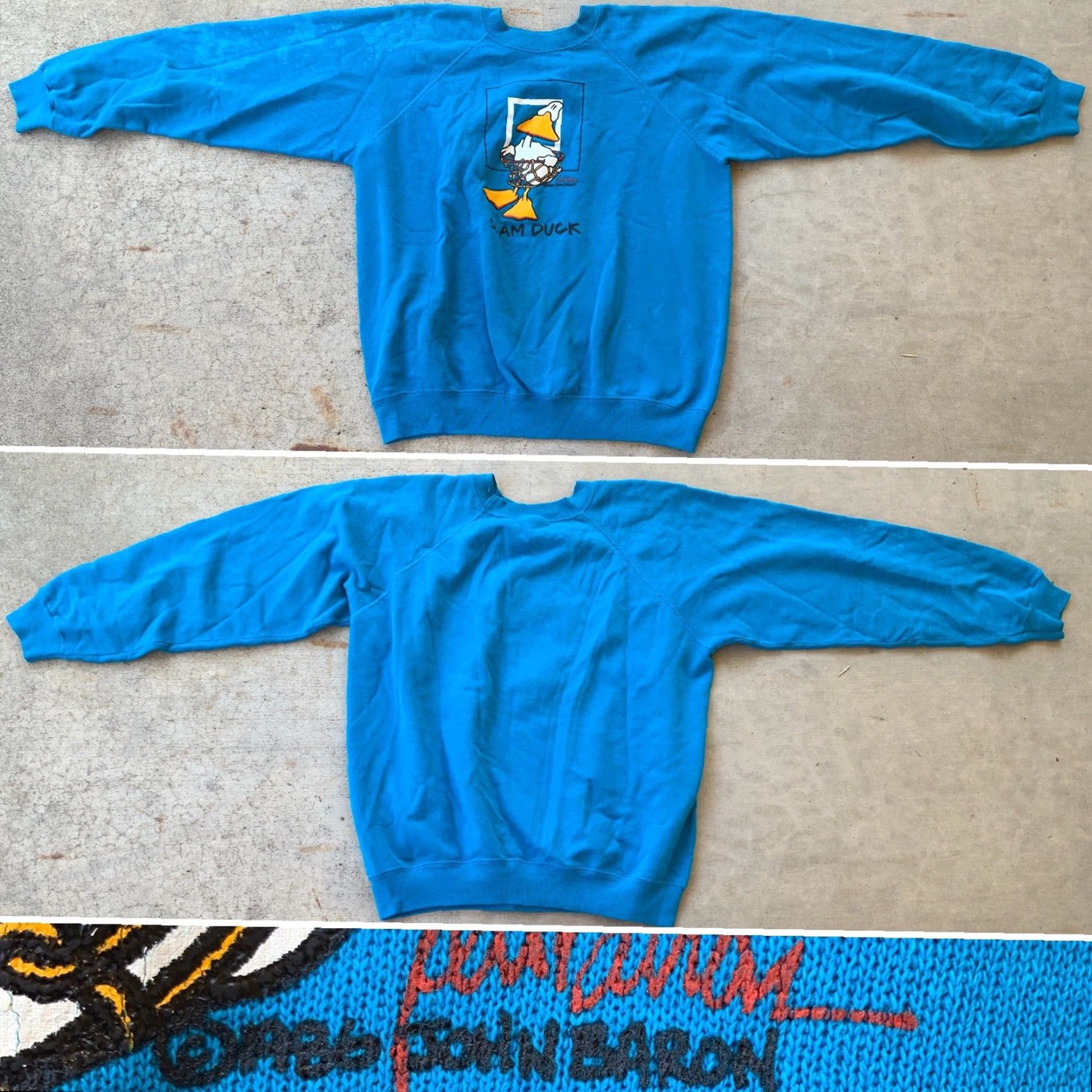 Hanes VINTAGE Hanes Sweatshirt Shirt Men L Blue 80s 1980s Basketball Slam Duck John Baron graphic print Size US L / EU 52-54 / 3 - 7 Thumbnail