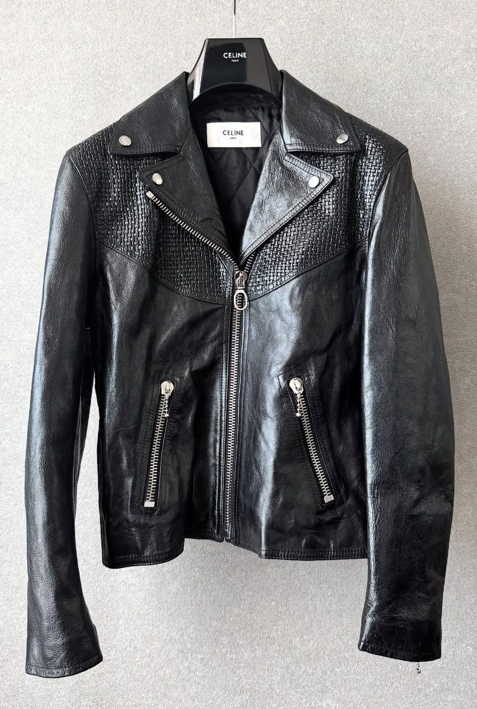 Celine Celine 24FW cropped texture leather biker jacket sz46 Size US S / EU 44-46 / 1 - 2 Thumbnail