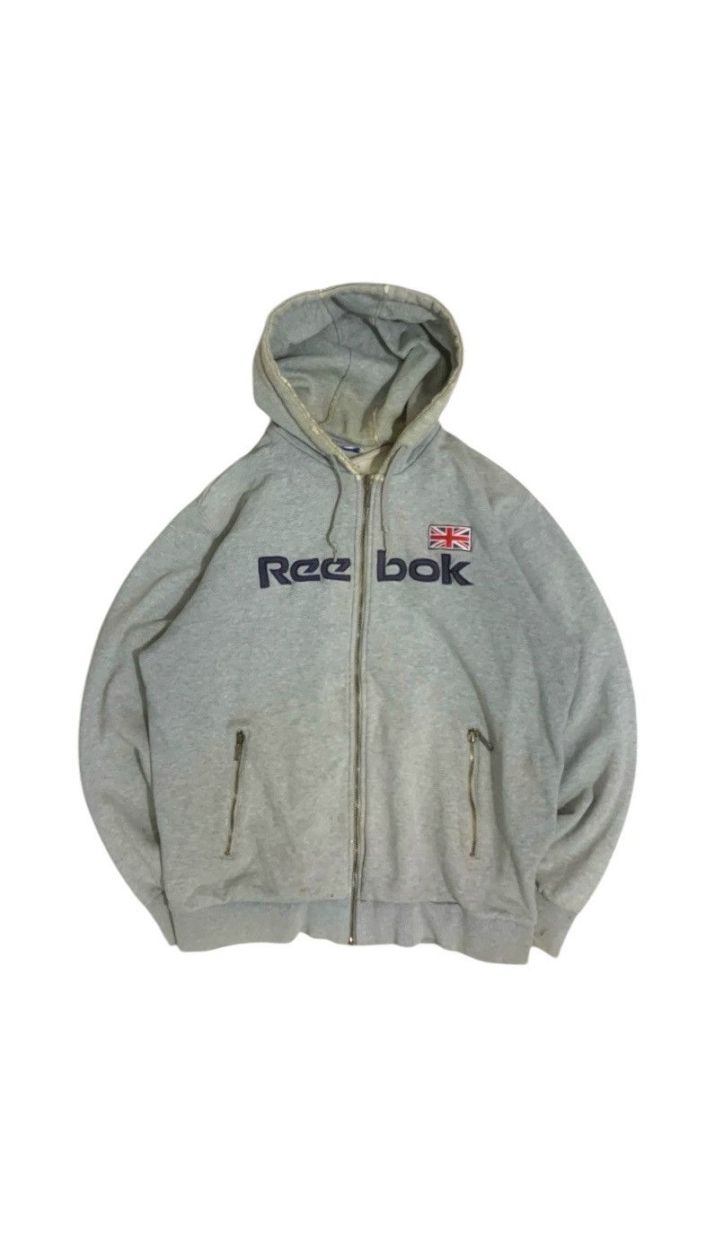 Reebok Distressed Reebok Zip Up Hoodie Size US L / EU 52-54 / 3 - 1 Thumbnail