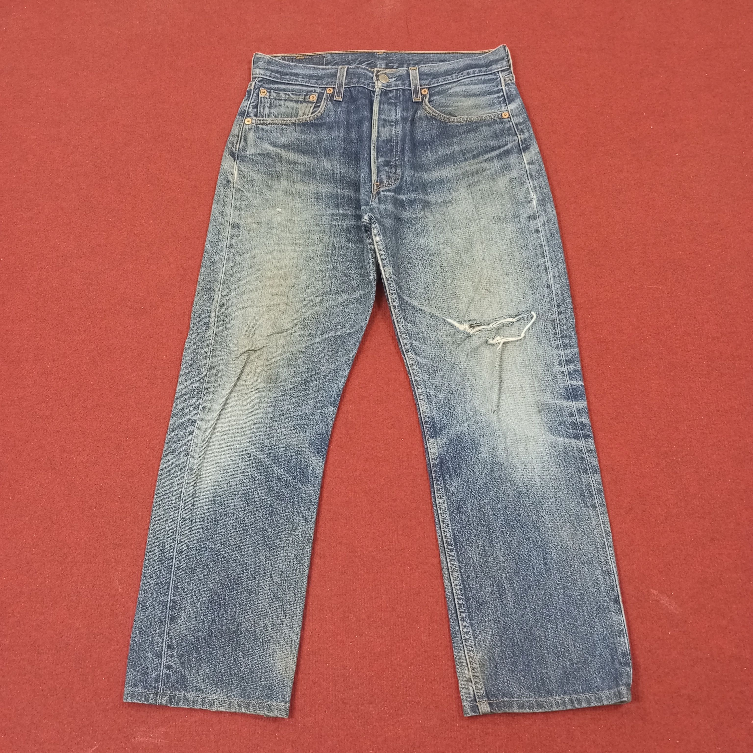 Levi's Levis 501 Streetwear Style Distressed Jeans c235n18 Size US 30 / EU 46 - 1 Thumbnail