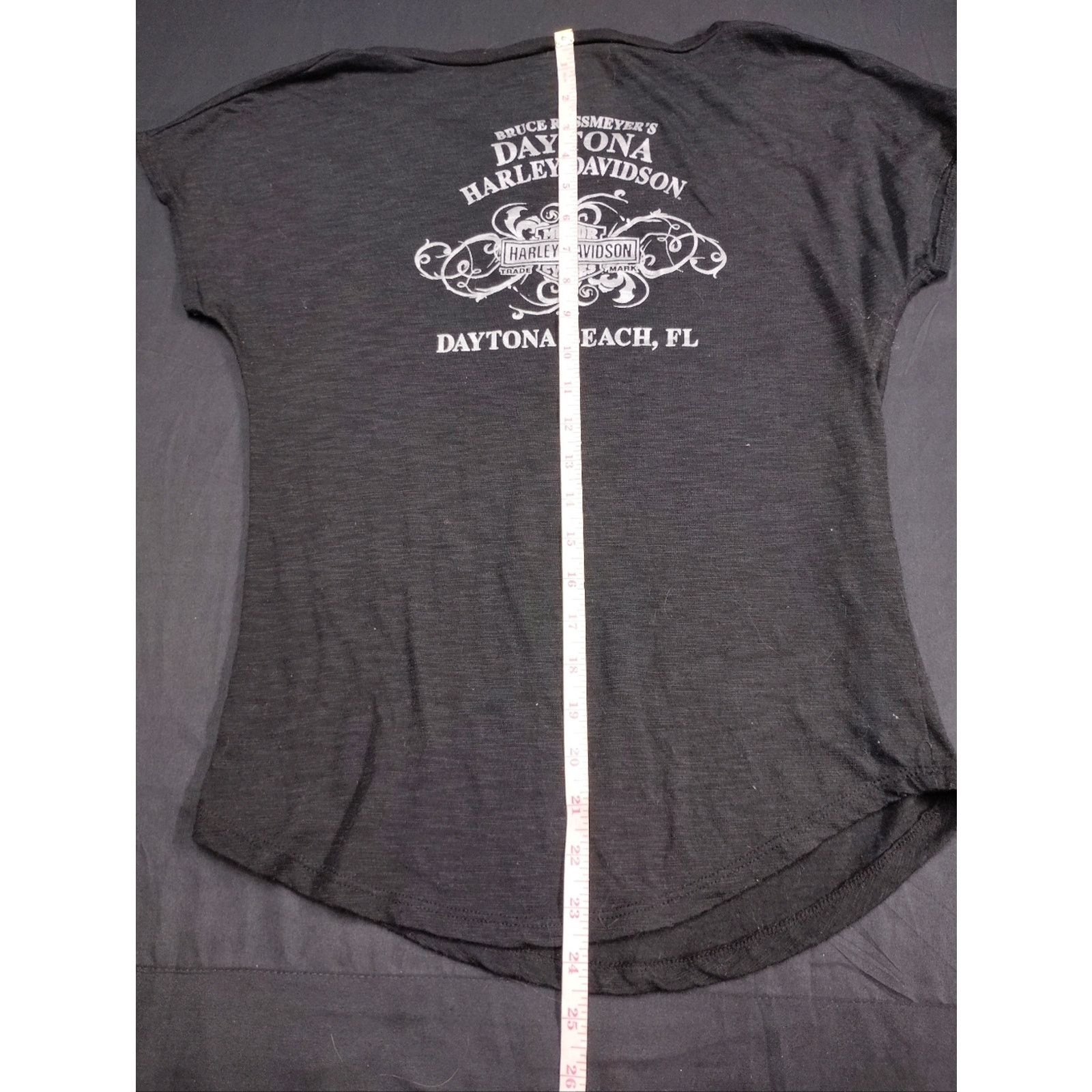 Harley Davidson Harley-Davidson Black Curved Hem Tee White Feather Graphic Size S / US 4 / IT 40 - 5 Thumbnail