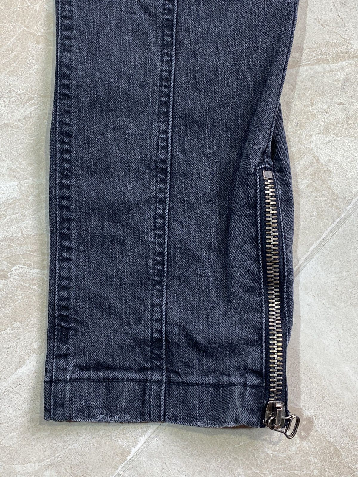 Balmain Balmain Washed Grey Denim Skinny Biker Jeans Size 36" / US 14 / IT 50 - 8 Thumbnail