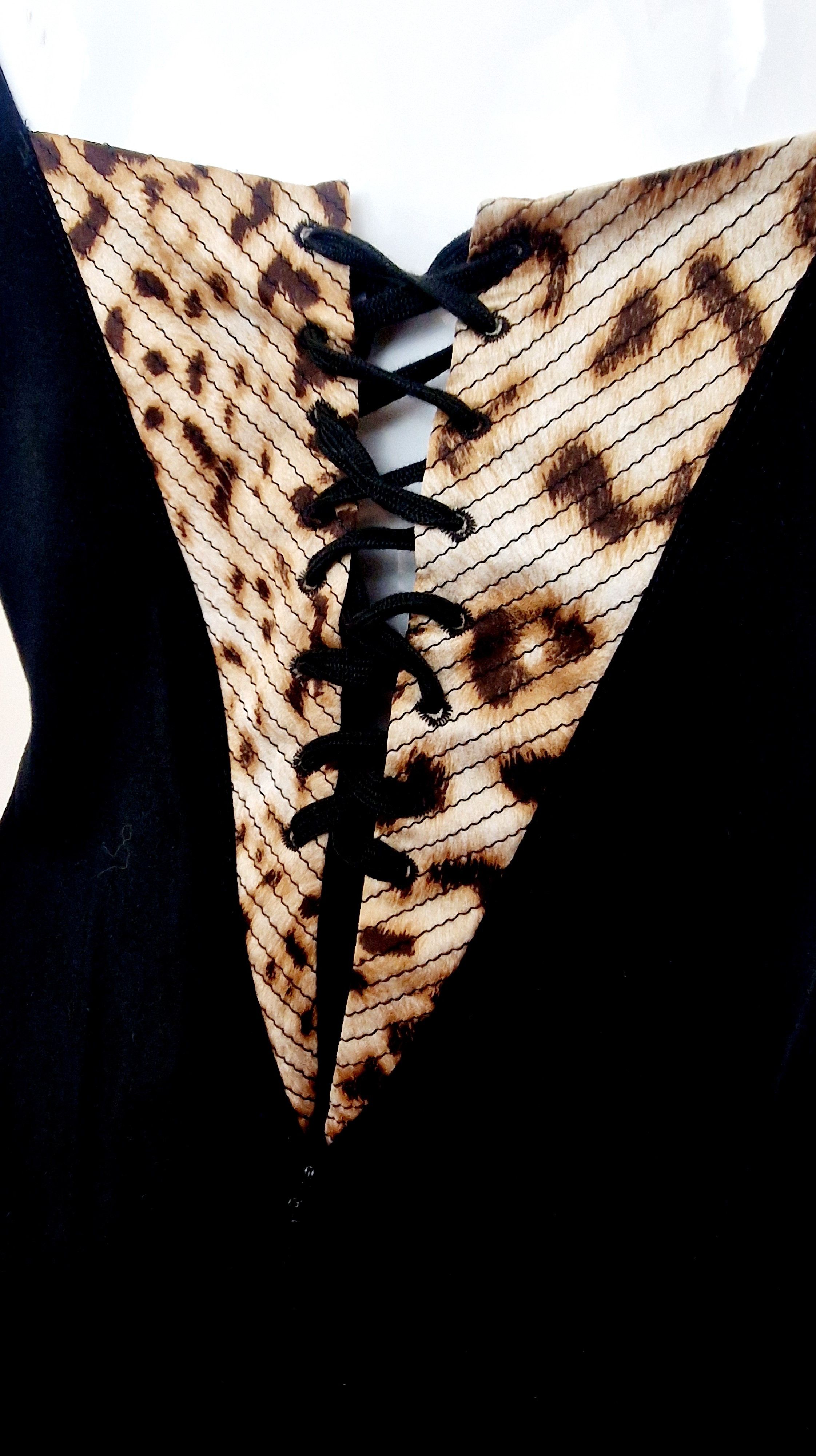 Roberto Cavalli Roberto Cavalli Leopard Tiger Lace up Large Bustier Corset Size L / US 10 / IT 46 - 6 Thumbnail