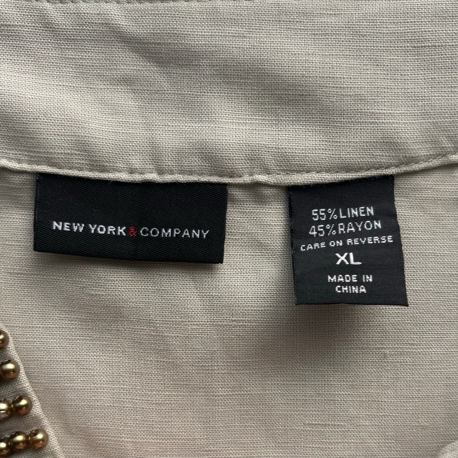 Other New York & Company Gray Linen Blend Shift Dress Beaded XL Size XL / US 12-14 / IT 48-50 - 6 Thumbnail