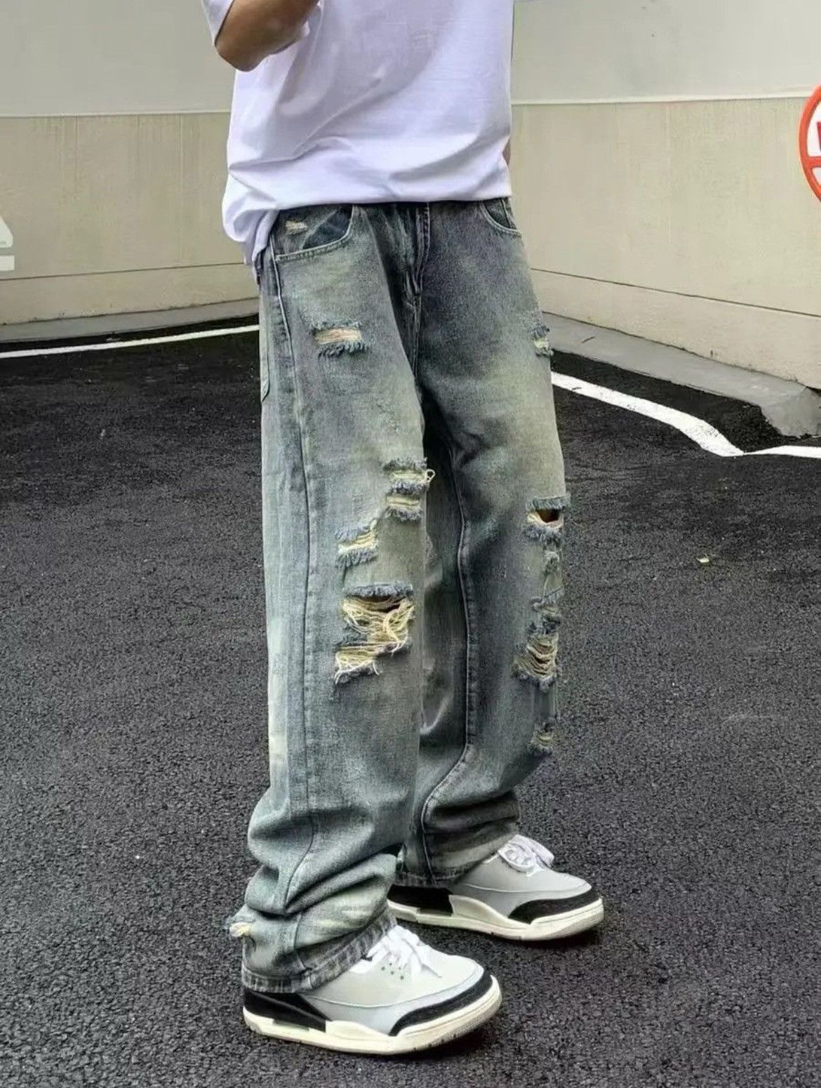 Japanese Brand × Jean Ripped washed vintage casual baggy jeans Size US 31 - 1 Thumbnail
