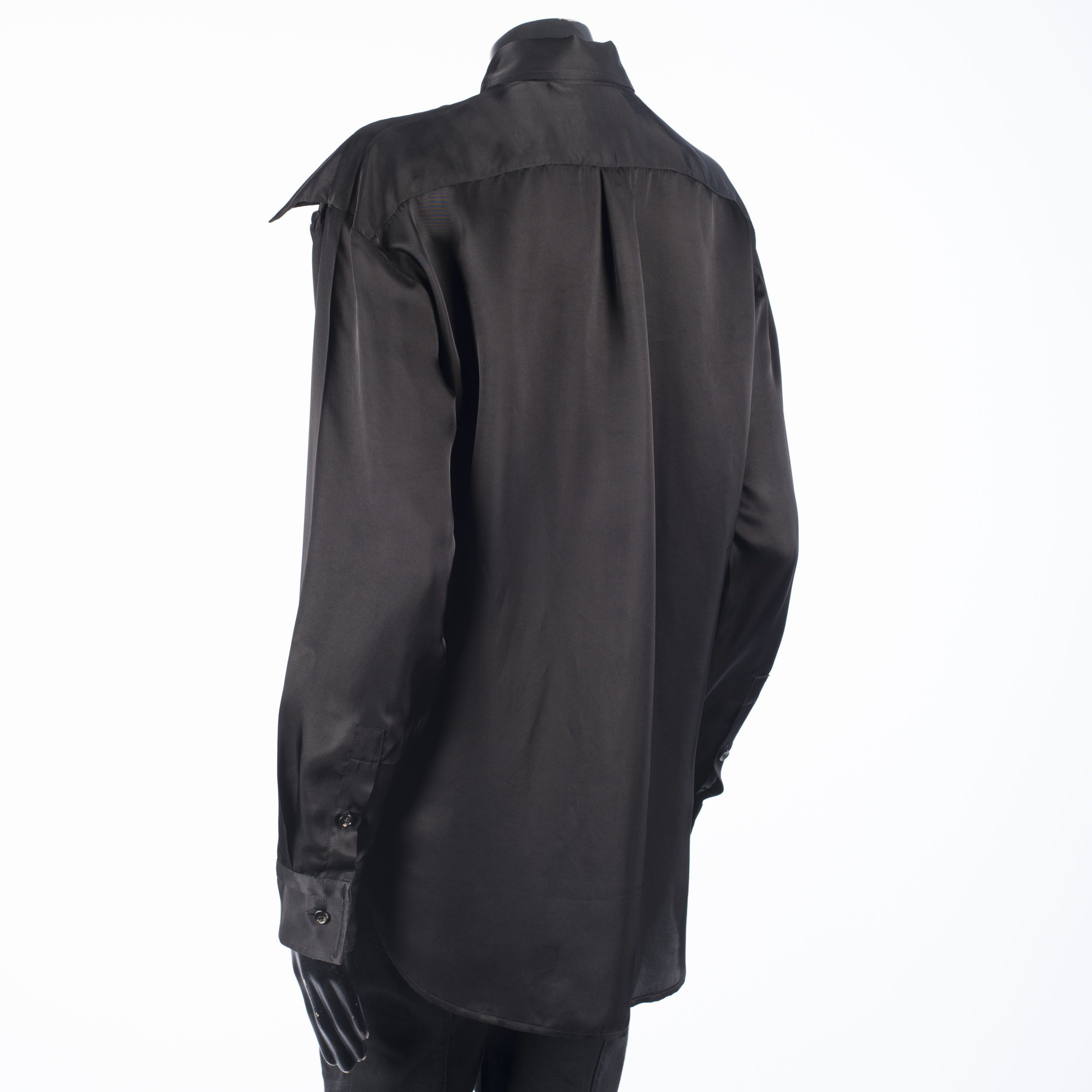 Bottega Veneta Black Patch Pocket Satin Shirt In Viscose Size S / US 4 / IT 40 - 4 Thumbnail