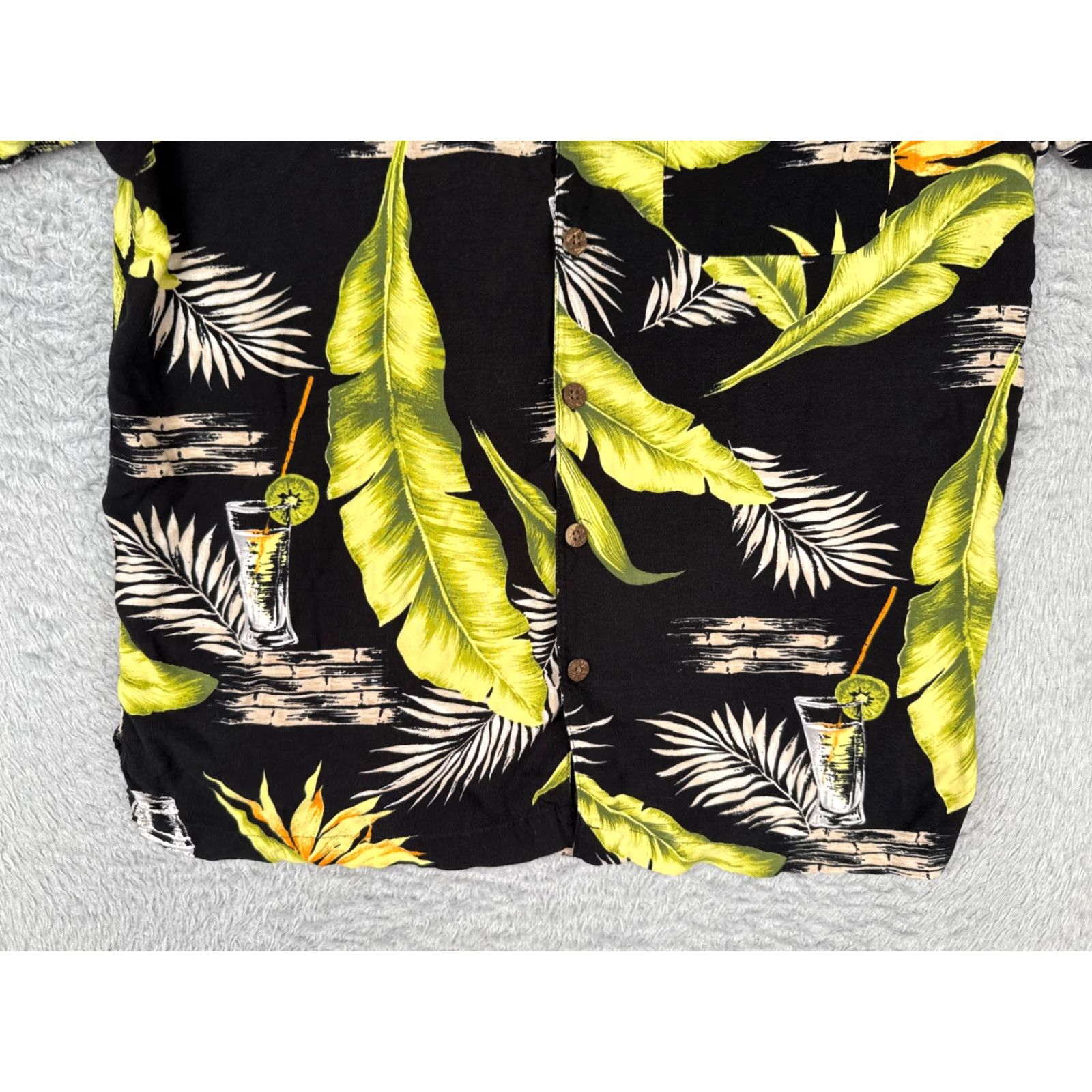Vintage Junction West Shirt Men Medium Black Floral Button Hawaiian Cocktails Rayon Size US M / EU 48-50 / 2 - 5 Thumbnail
