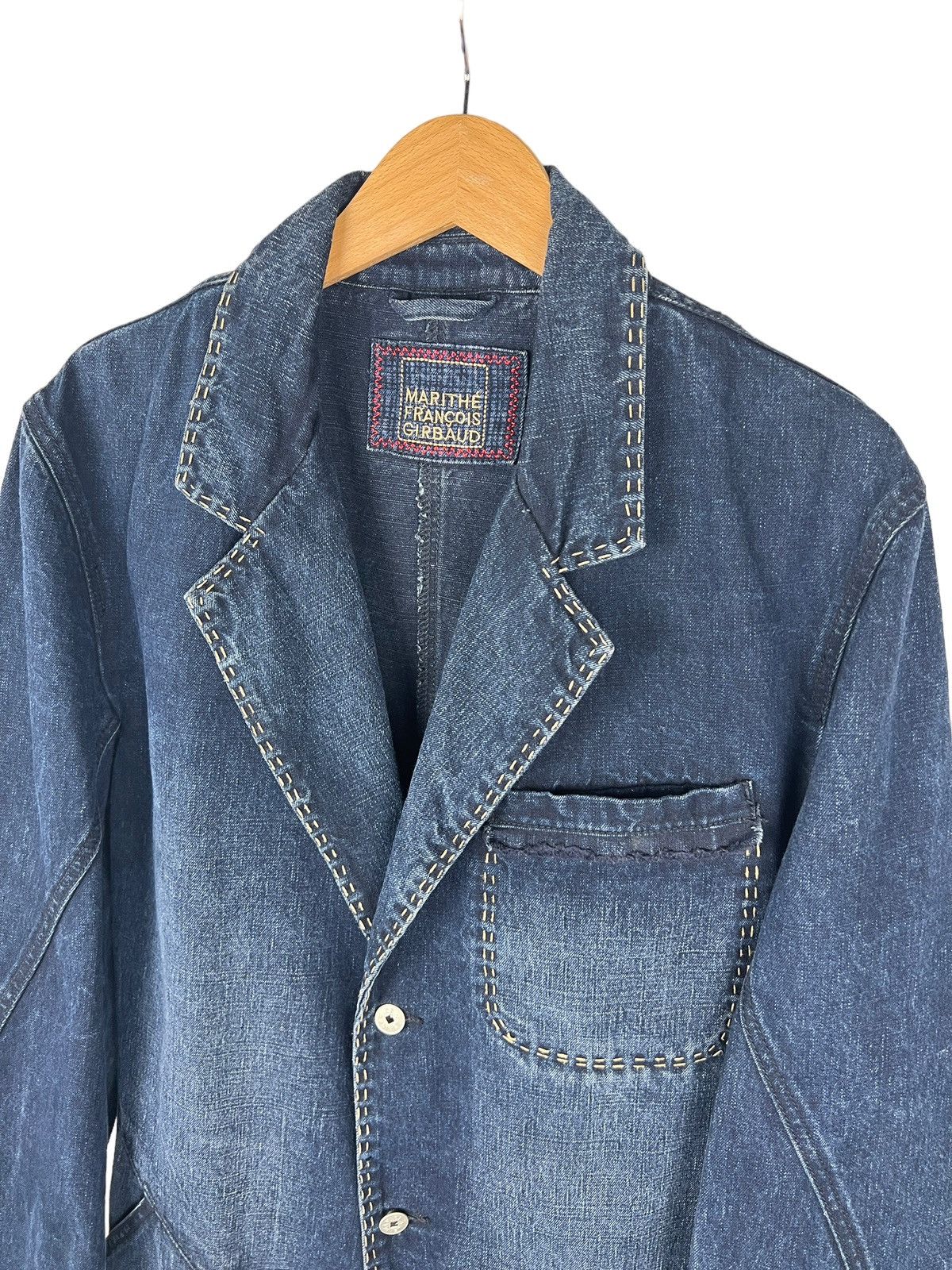 Marithe + Francois Girbaud Vintage Marithe Francois Girbaud Denim Blazer Jacket Size US L / EU 52-54 / 3 - 3 Thumbnail