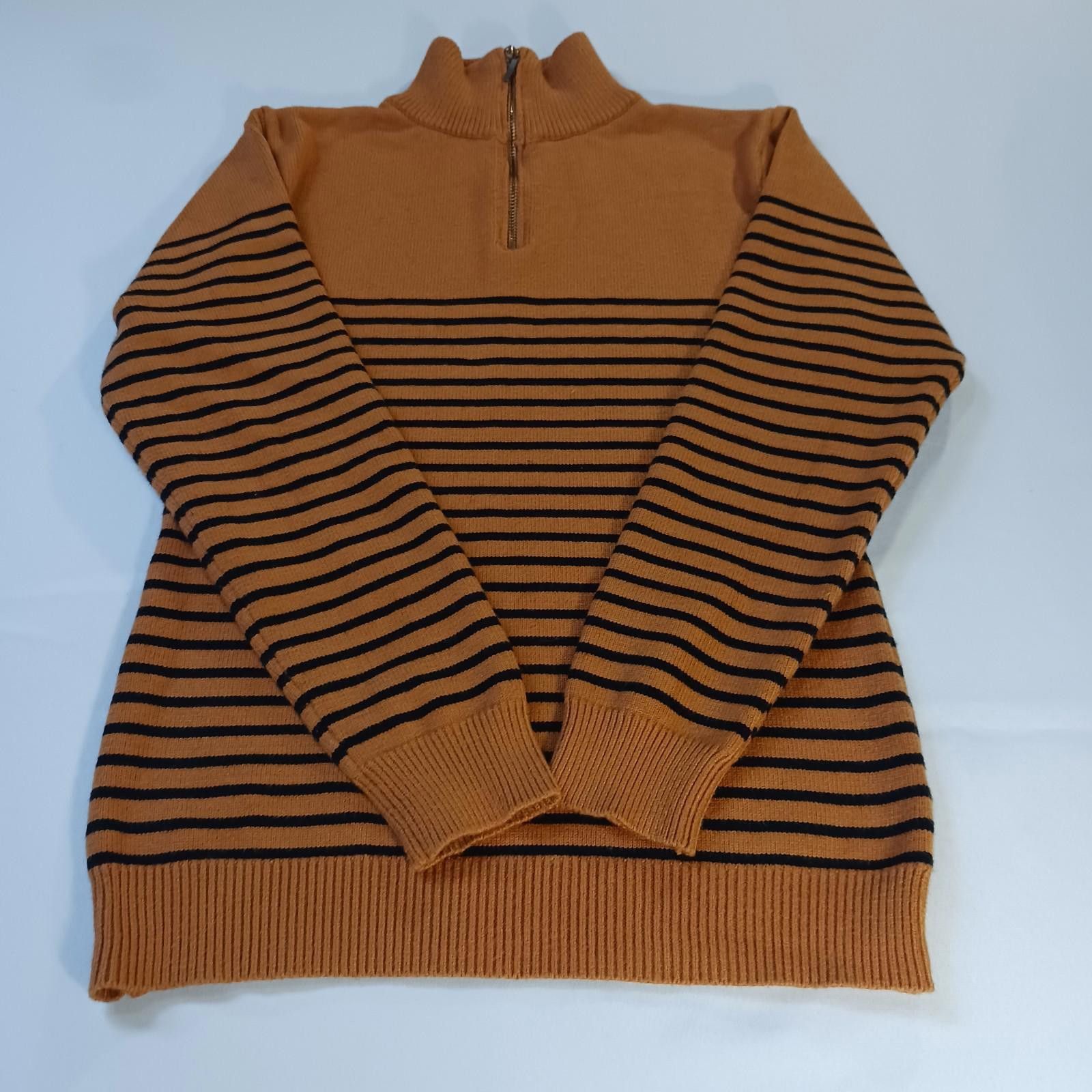 Other Coofandy Women's Orange & Black Stripes 1/4 Zip Sweater M Size M / US 6-8 / IT 42-44 - 9 Thumbnail
