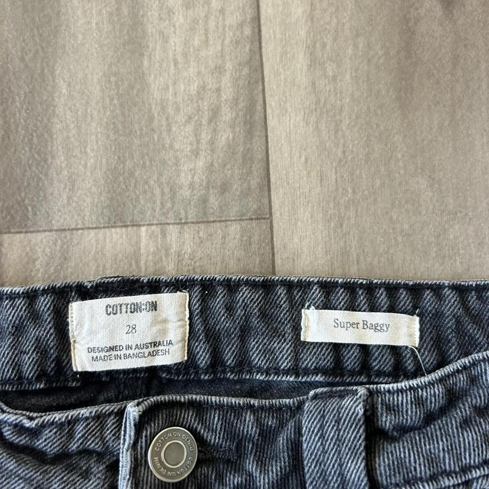 Cotton On Vintage Baggy Cotton On Black Denim Jeans Wide Leg size 28 Size 30" / US 8 / IT 44 - 3 Thumbnail