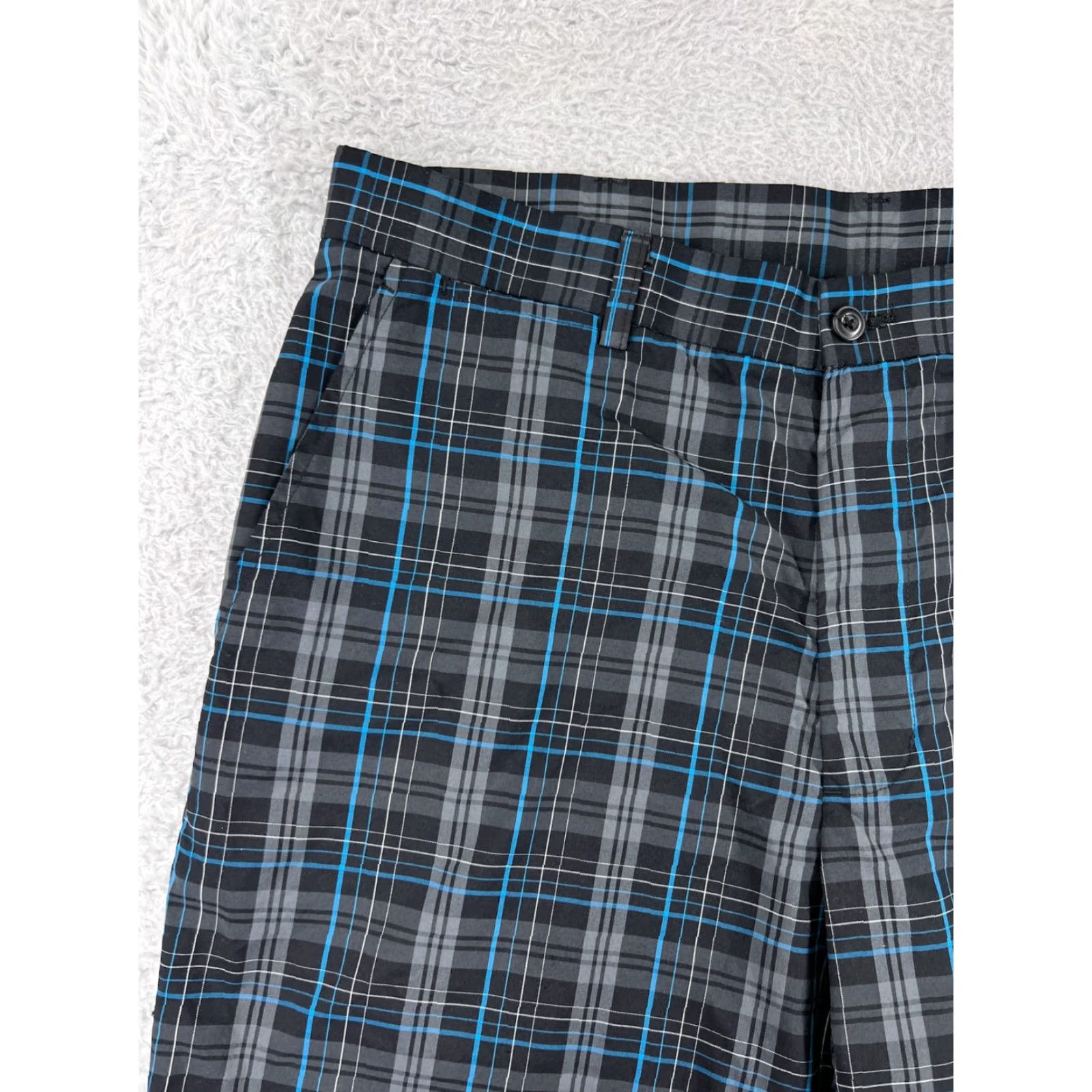Hogan Ben Hogan Mens Blue Gray Plaid Shorts 34 Polyester Golf Sportswear Chino Casual Travel Workwear American Outdoor Golf Size US 34 / EU 50 - 7 Thumbnail