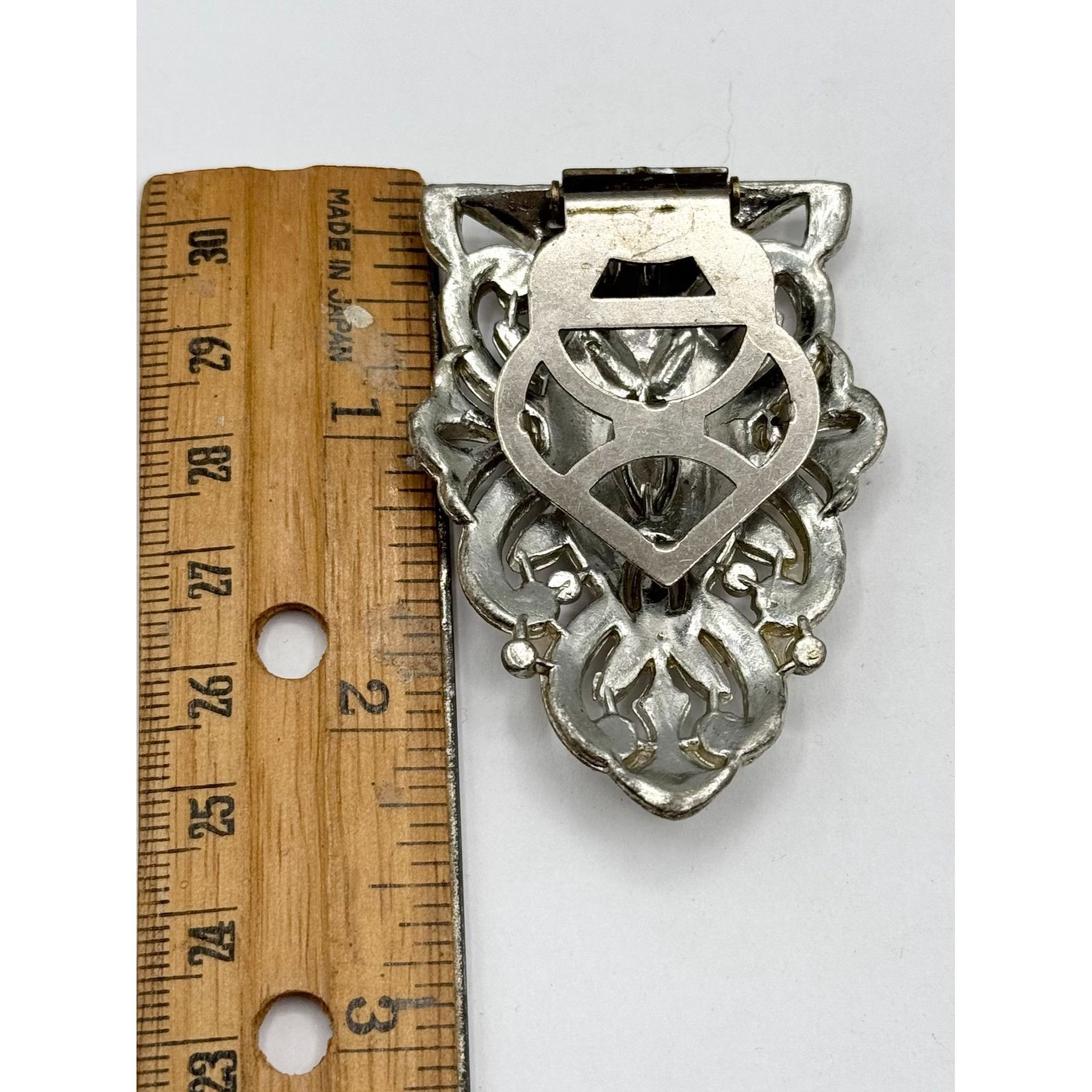 Vintage Estate large pave rhinestone art deco dress clip brooch Size ONE SIZE - 6 Thumbnail
