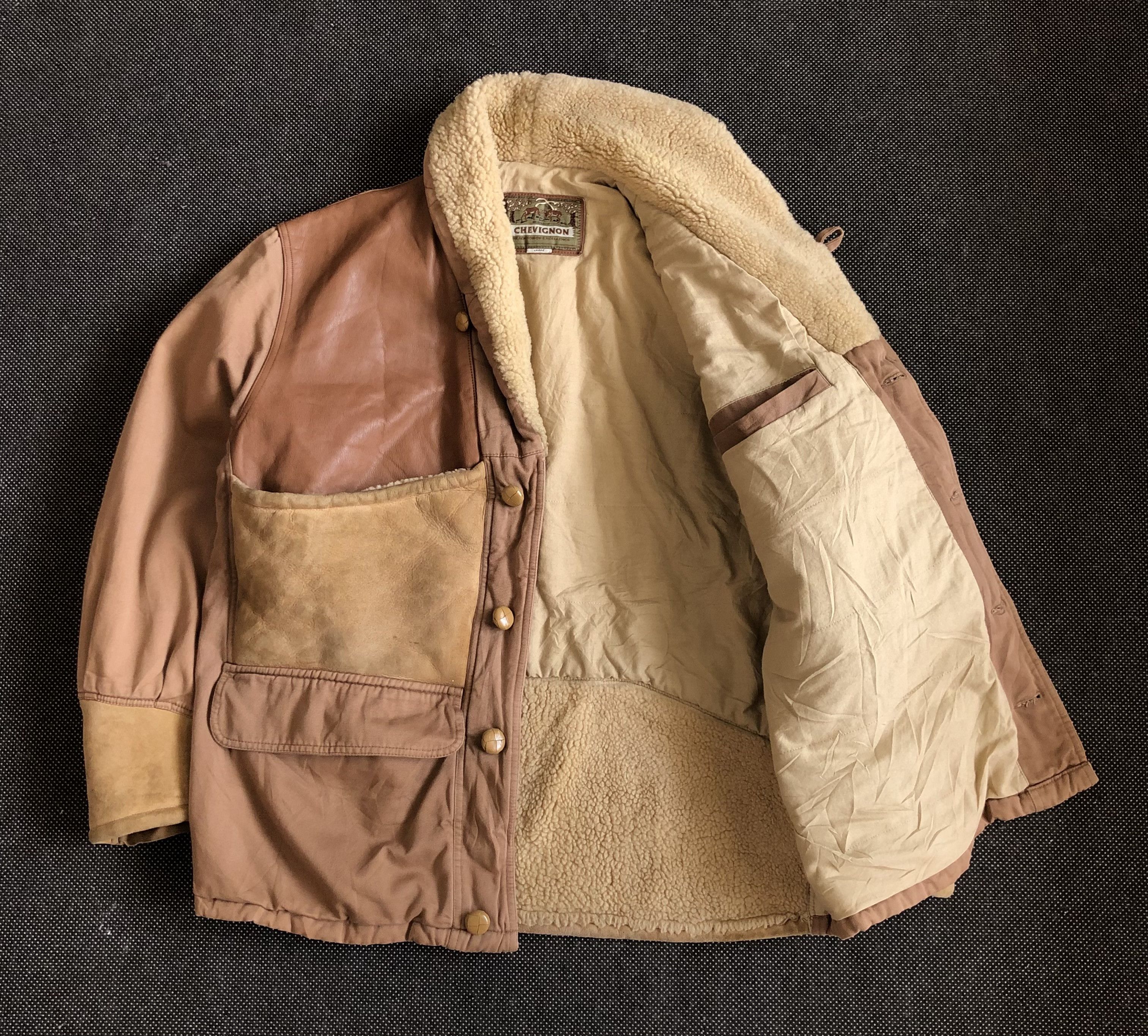 Chevignon RARE🔥VINTAGE CHEVIGNON YOKES LEATHER SHEARLING JACKET Size US XL / EU 56 / 4 - 2 Thumbnail