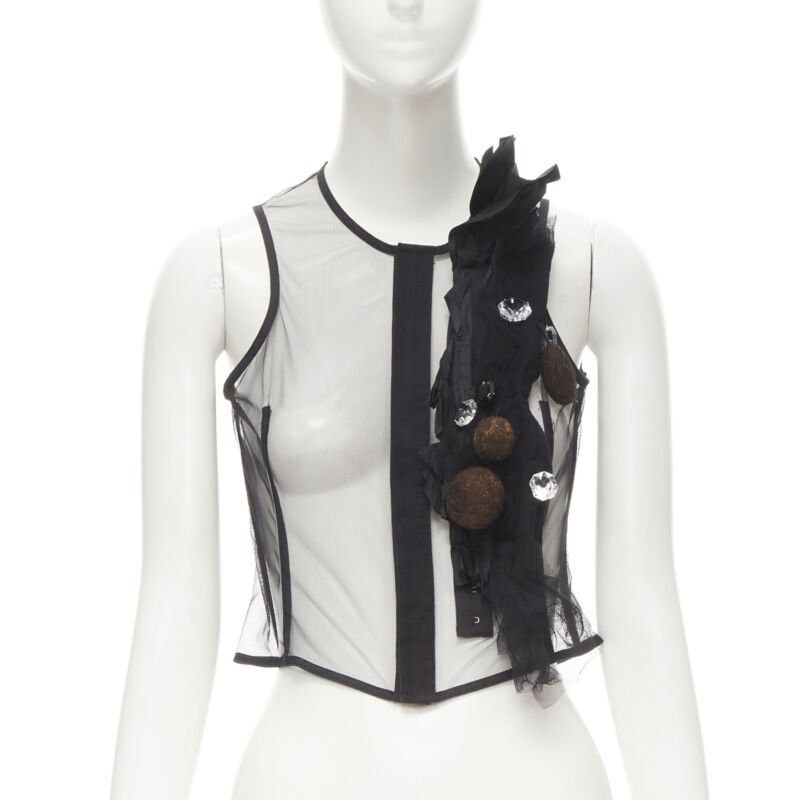 Comme des Garcons rare COMME DES GARCONS Vintage 2004 Runway crystals felt balls sheer vest S Size S / US 4 / IT 40 - 1 Thumbnail