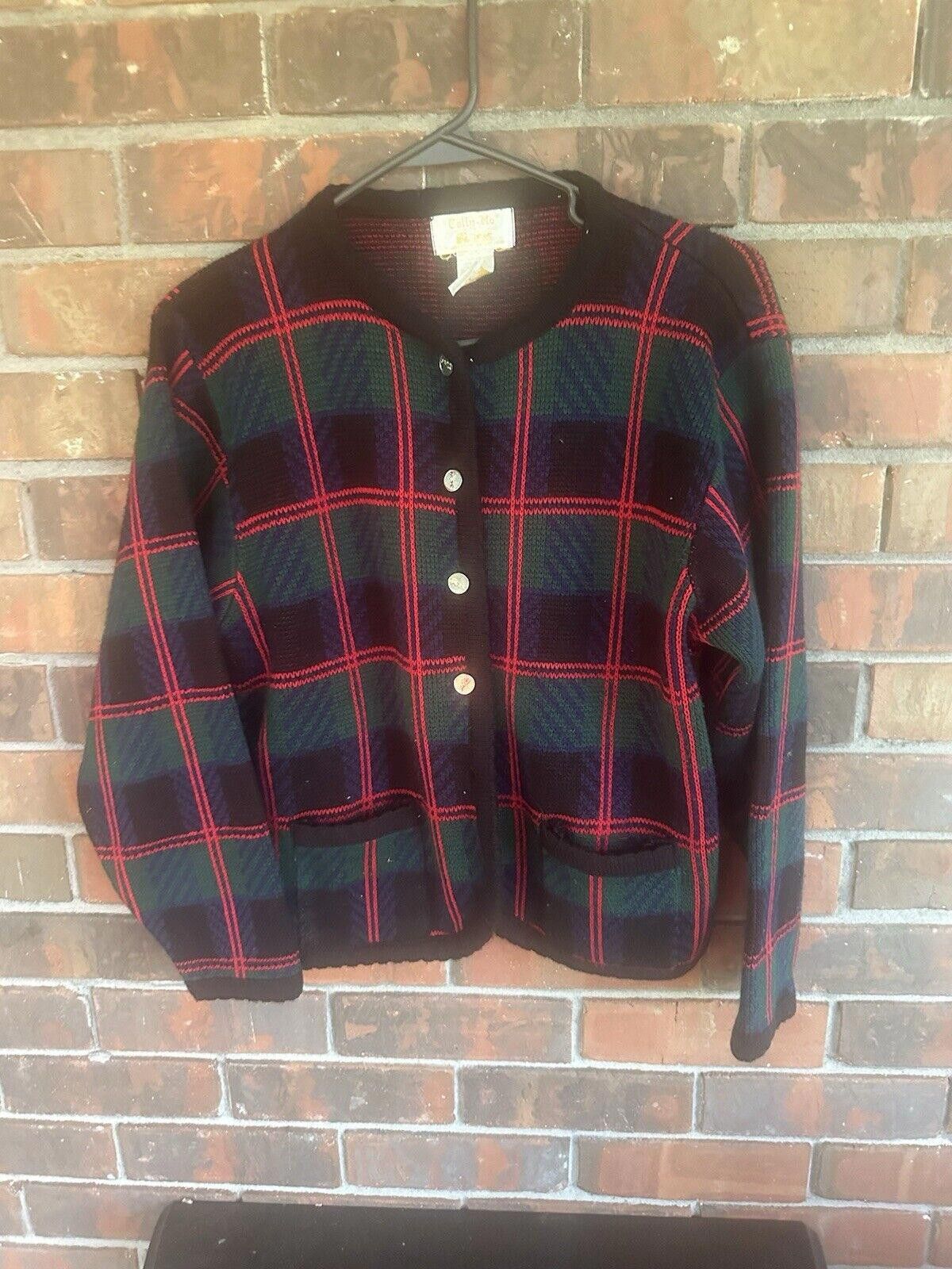 Designer Vintage Tally Ho Cardigan Sweater Small Old money Plaid Size M / US 6-8 / IT 42-44 - 1 Thumbnail