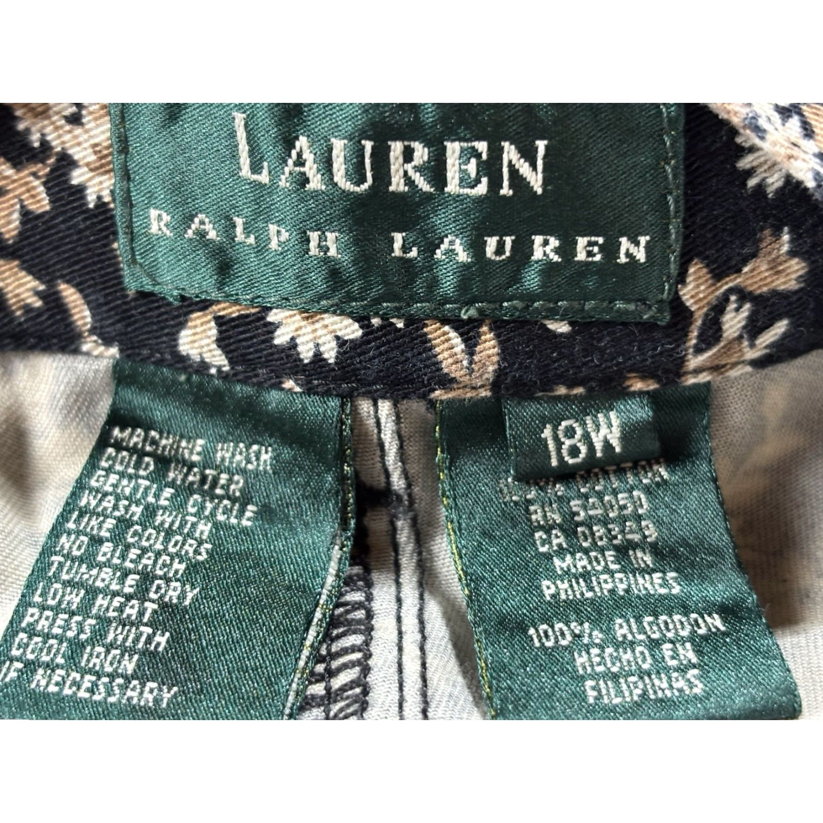 Ralph Lauren VINTAGE Lauren Ralph Lauren Black Floral Cropped Pants 18W Plus Stretch Womens Size 40" / US 18 - 6 Thumbnail