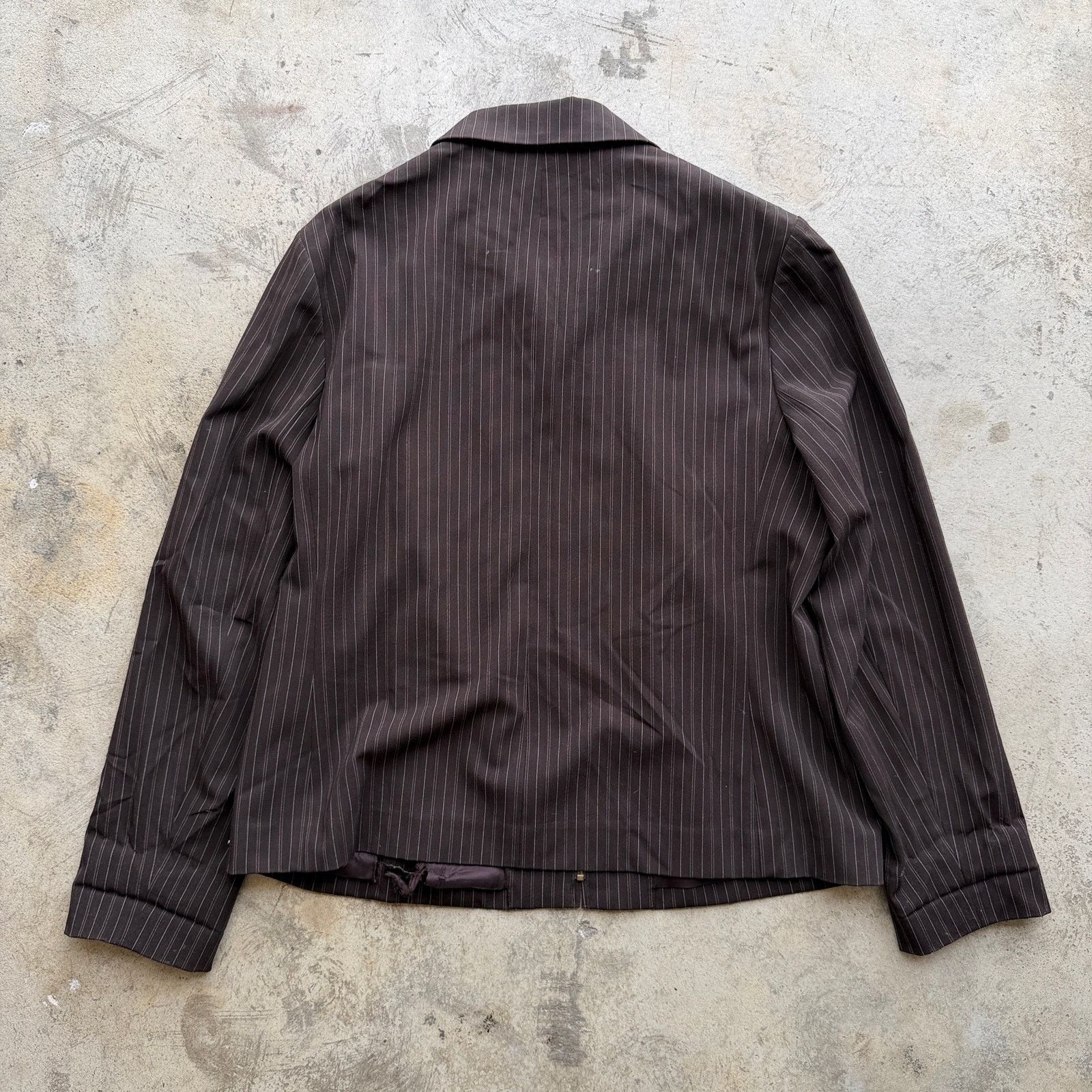 Other Vtg y2k early 2000s crop fit work zip up pinstriped jacket Size L / US 10 / IT 46 - 5 Thumbnail