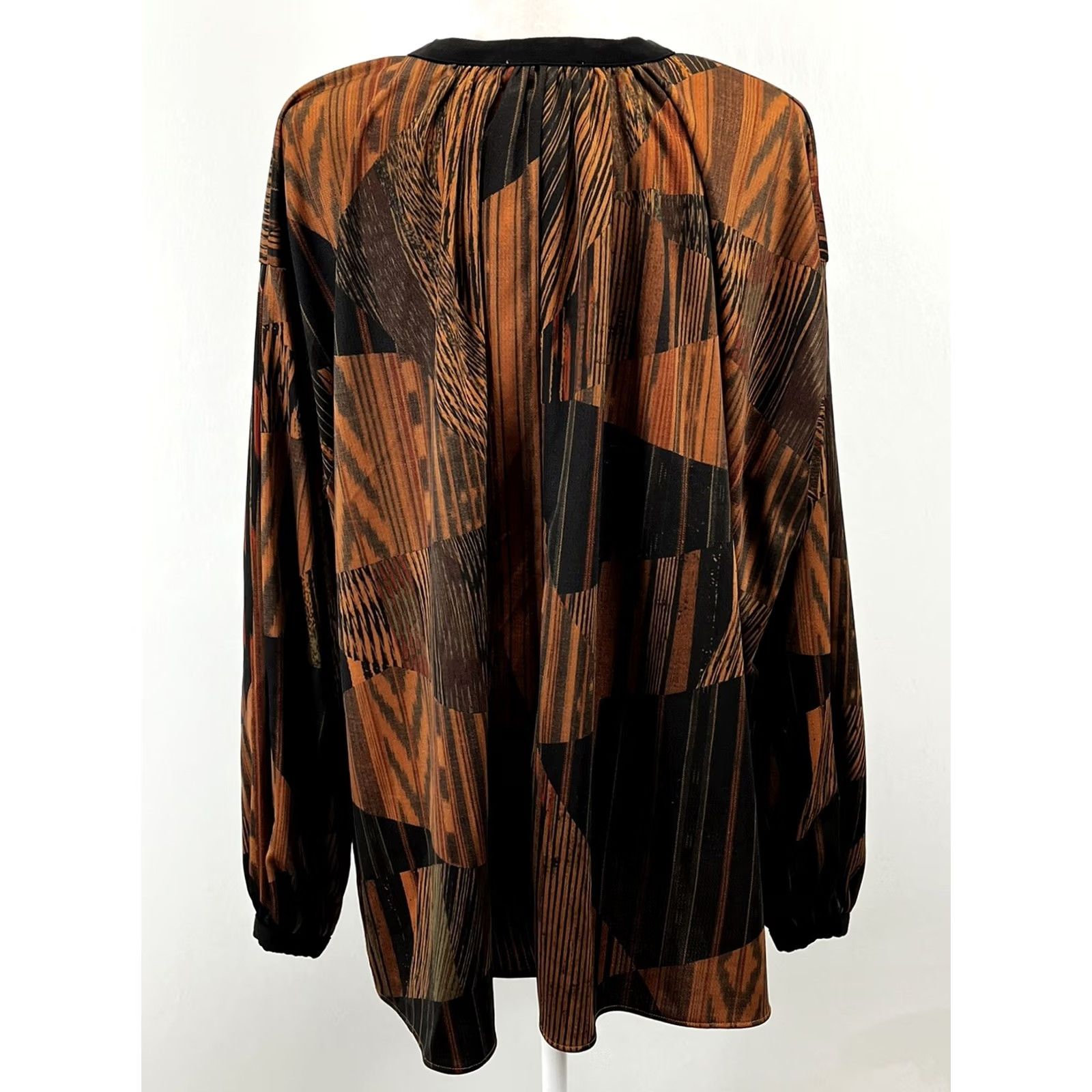 Zara Zara Blouse Shirt Womens S Oversized Balloon Sleeve Tie Neck Boho Peasant Multicolor Abstract Size S / US 4 / IT 40 - 3 Thumbnail