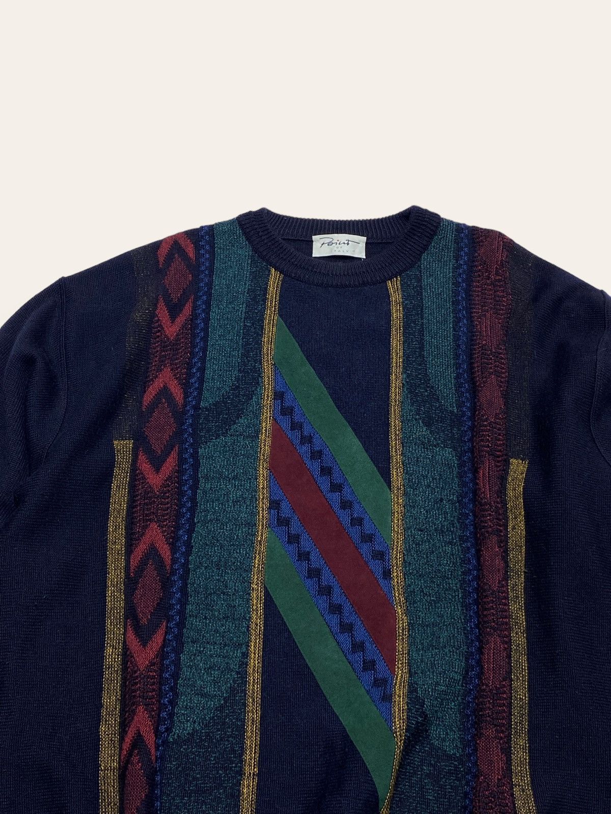 Other 90s Vintage POINT Multicolour Crazy Warm Wool Sweater Size US XL / EU 56 / 4 - 2 Thumbnail