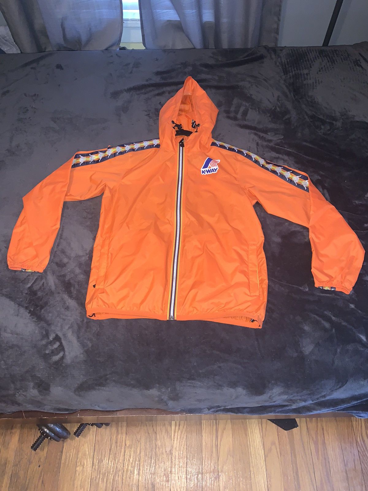 Image of K Way x Kappa K-Way Le Vrai Claude 3.0 Jacket Orange Extrafluo, Men's (Size Small)