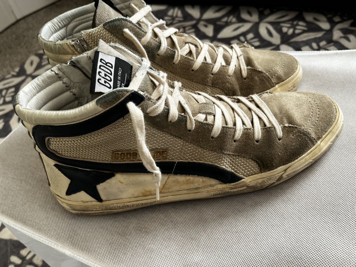 Golden Goose Slide in beige mesh and nylon with blue leather star/flash Size US 10.5 / EU 43-44 - 8 Thumbnail