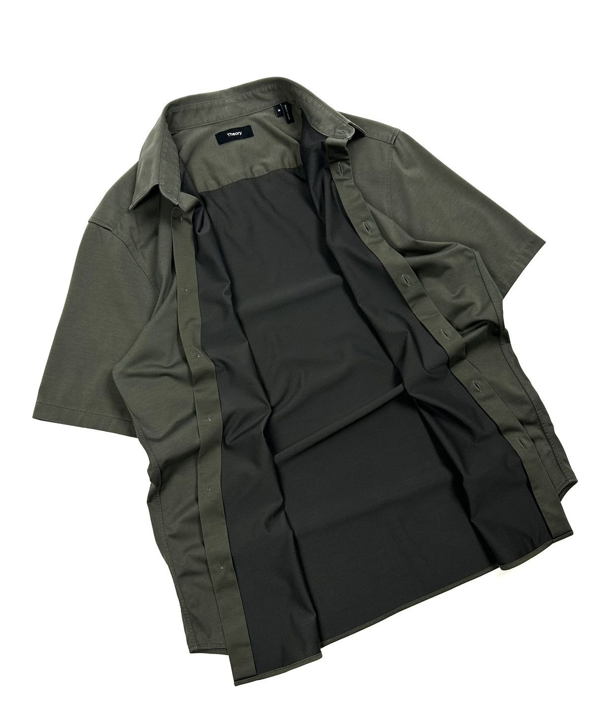 Theory Theory Short Sleeve Button-Up Shirt Green Japanese Style M Size US M / EU 48-50 / 2 - 4 Thumbnail