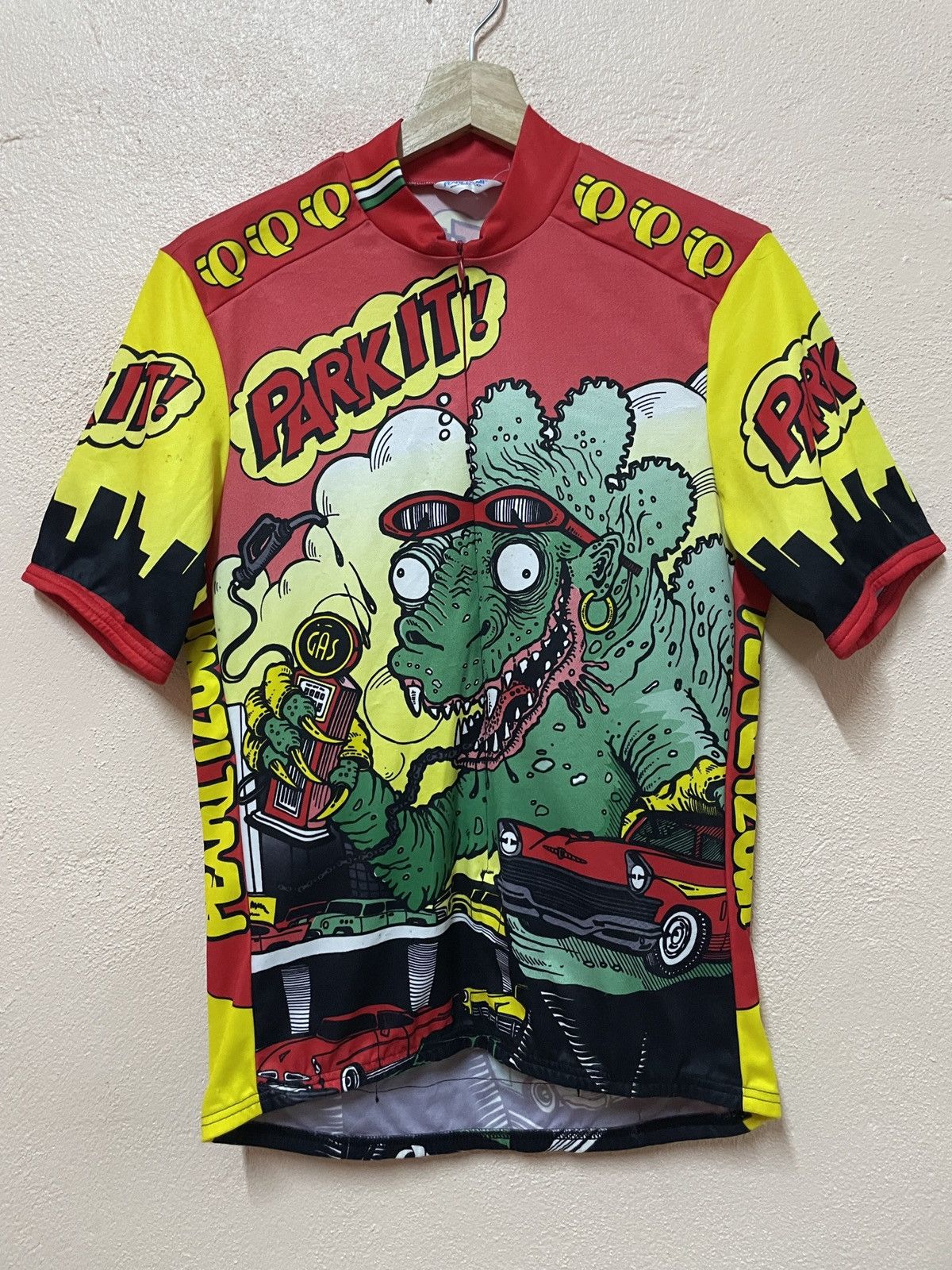 PEARL iZUMi Vintage Pearl Izumi Cycling Jersey Pop-Art Godzilla Slim-fit Size US M / EU 48-50 / 2 - 1 Thumbnail