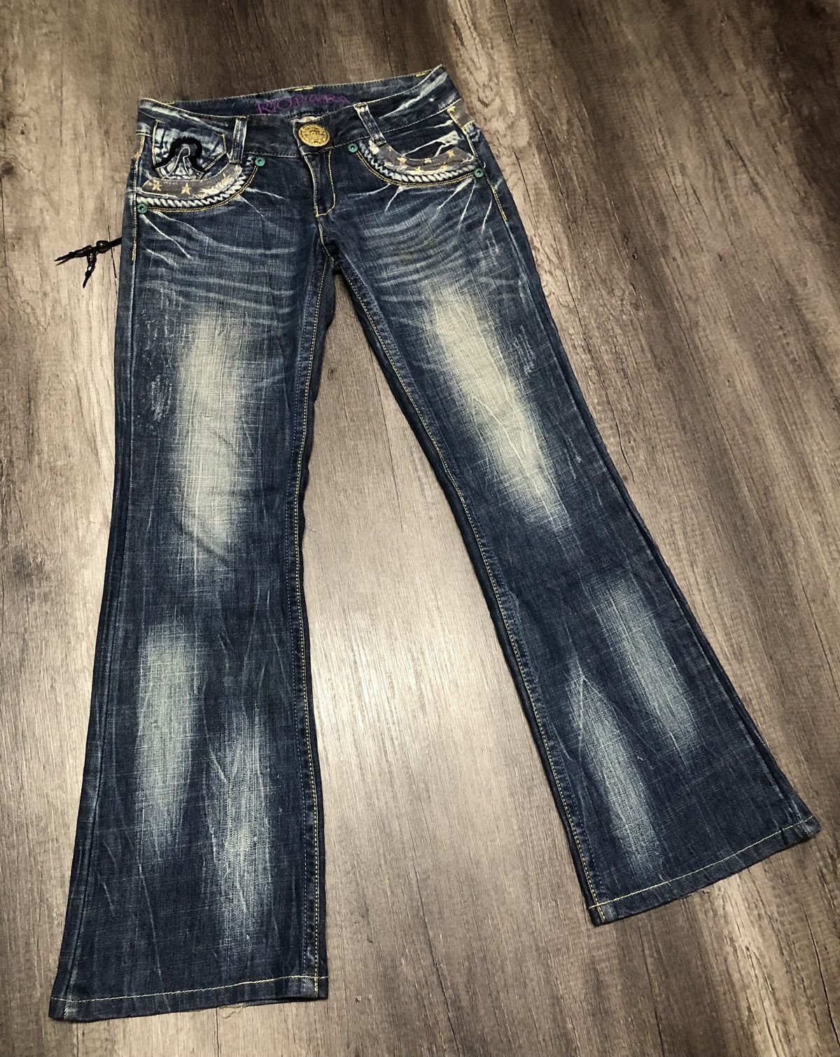 If Six Was Nine × Japanese Brand VINTAGE RIOBERA FLARE JEANS RARE DESIGN UNISEX Size US 30 / EU 46 - 4 Thumbnail