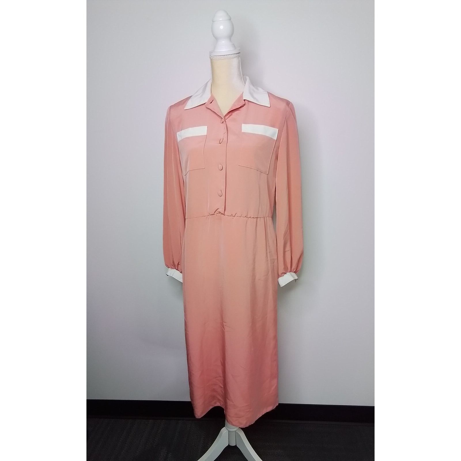 Other Caron Vintage Dress Women's Pink/White Size M / US 6-8 / IT 42-44 - 2 Thumbnail