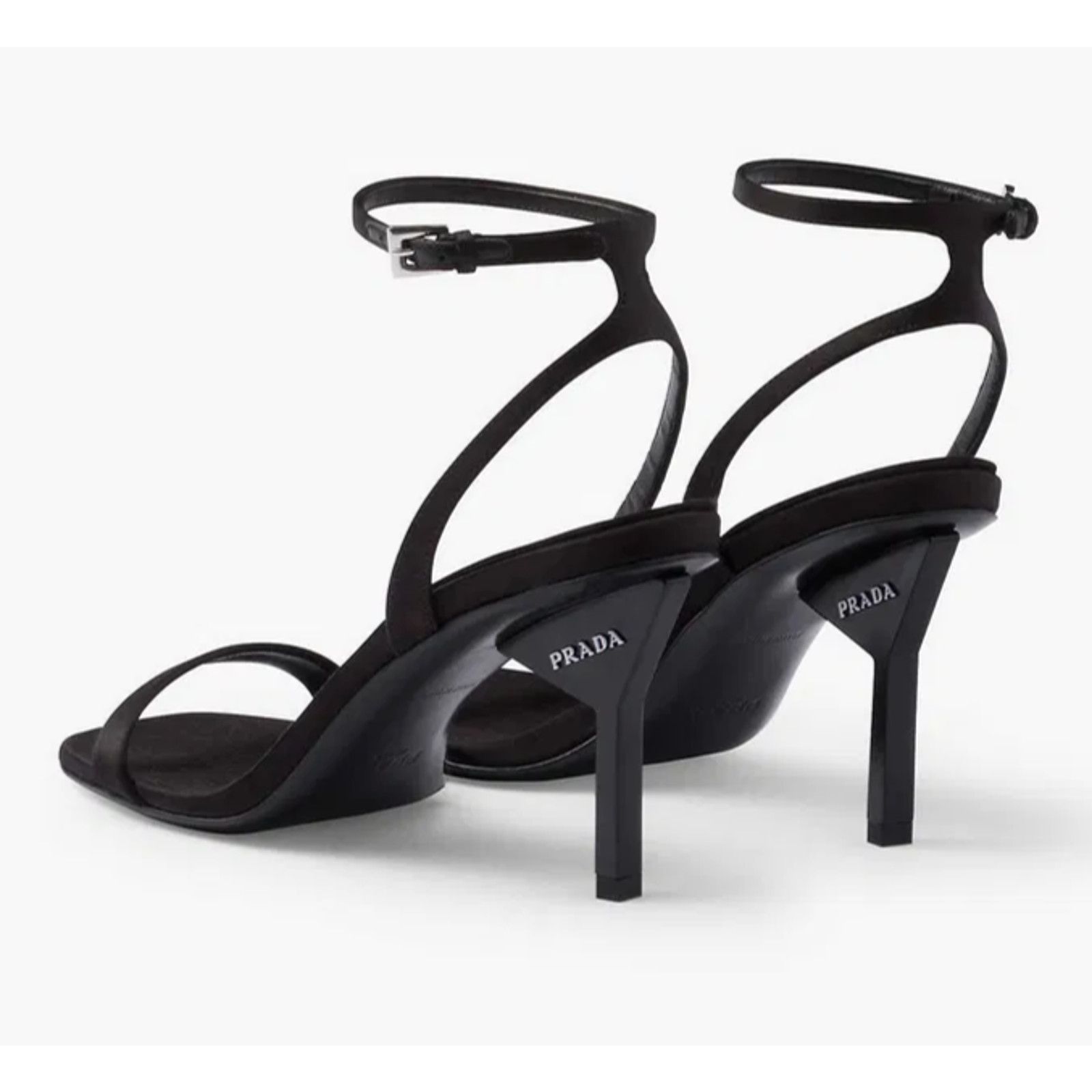 Prada Prada 85mm Black Satin Logo Geometric Heel Sandal 39 Size US 9 / IT 39 - 17 Thumbnail