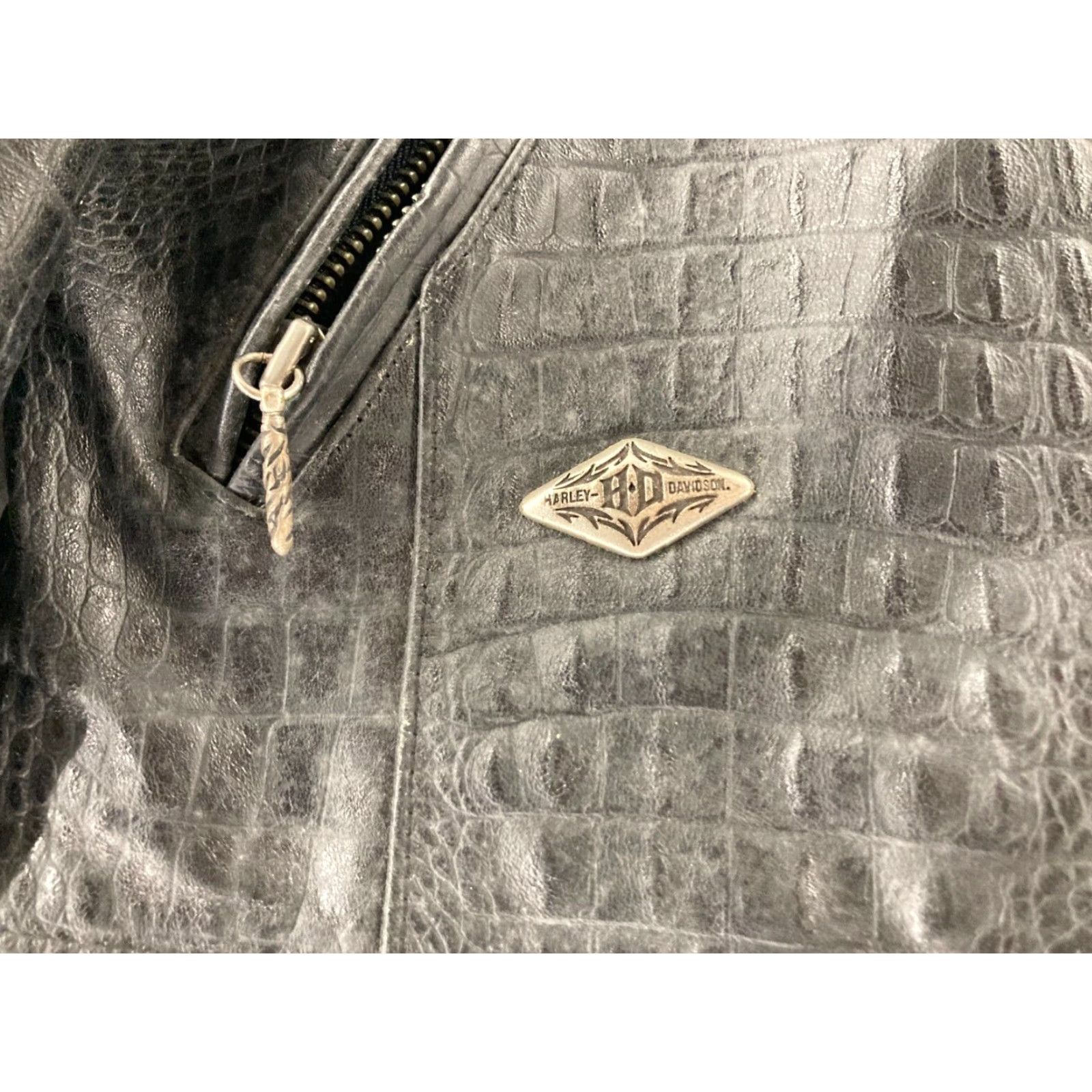 Harley Davidson Harley-Davidson Motorcycle Jacket Womens Faux Snake Skin Black L 90s Biker Size L / US 10 / IT 46 - 6 Thumbnail