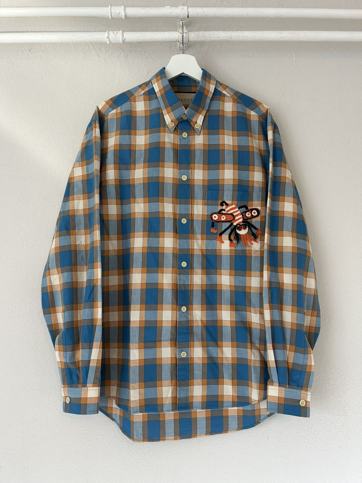 Gucci Gucci Plaid Shirt with Beaded Insect Embroidery Size US S / EU 44-46 / 1 - 1 Thumbnail
