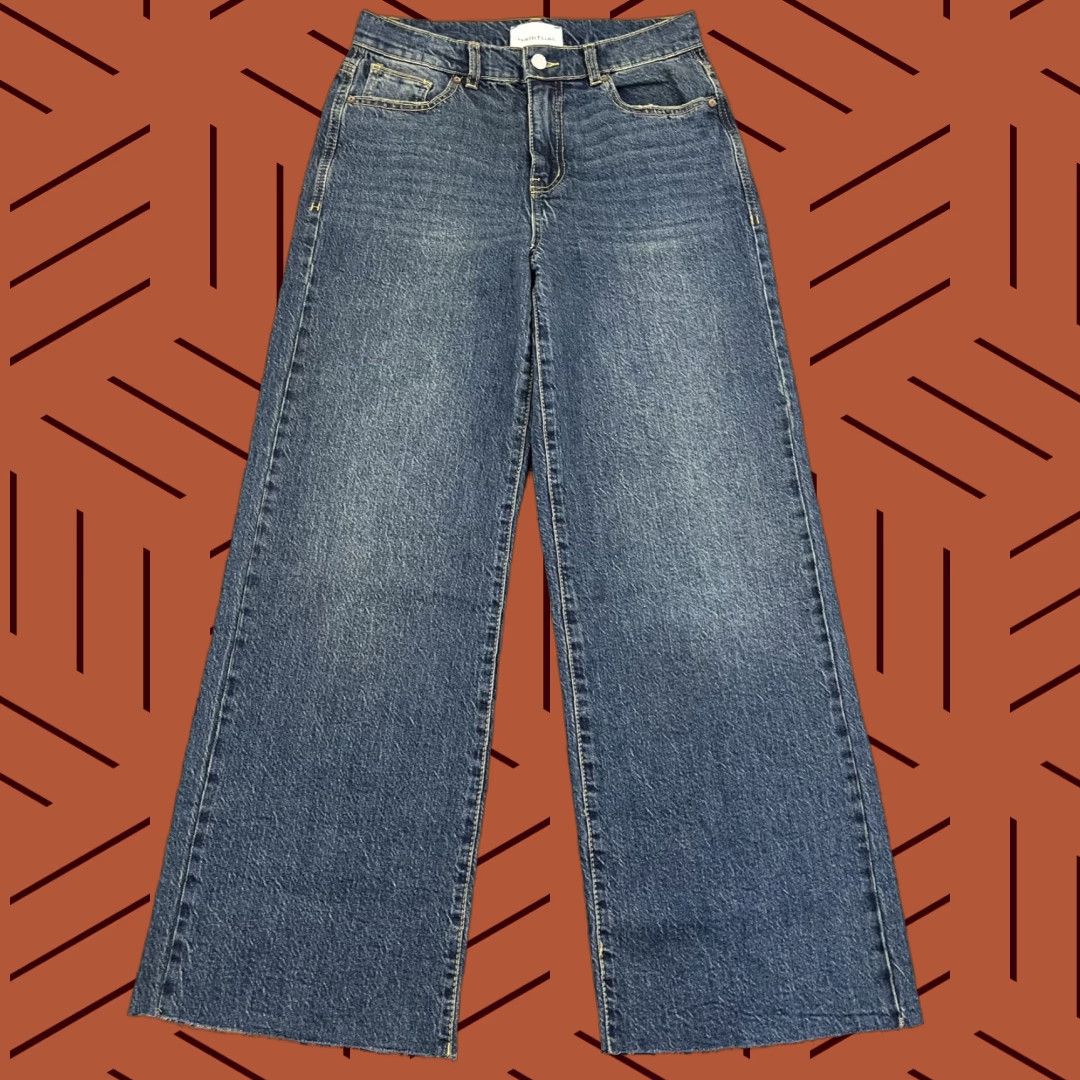 Vintage Habitual Denver Jeans Womens 2/26 W28 L29 Blue Denim Wide Leg Raw Hem Skate Y2K Jeans Womens Size 26" / US 2 / IT 38 - 1 Thumbnail