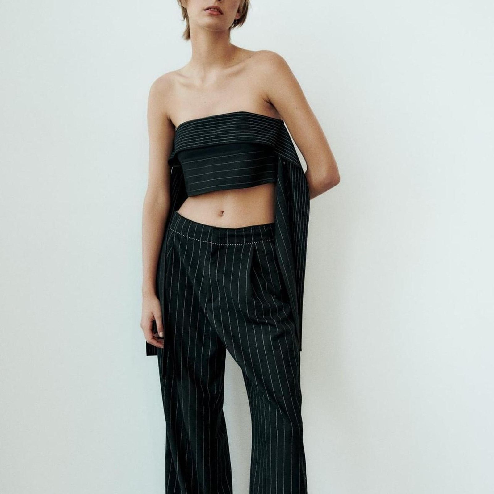 Zara ZARA STRAPLESS MULTI-POSITIONAL TIE CROP TOP - Size S Size S / US 4 / IT 40 - 3 Thumbnail