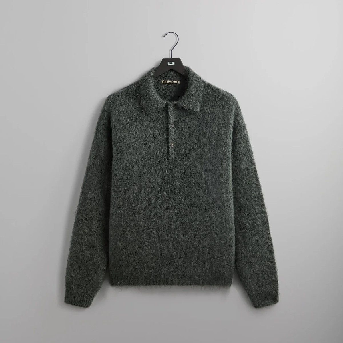 Auralee × Kith Brushed Super Kid Mohair Knit Polo, size 4 Size US L / EU 52-54 / 3 - 14 Thumbnail