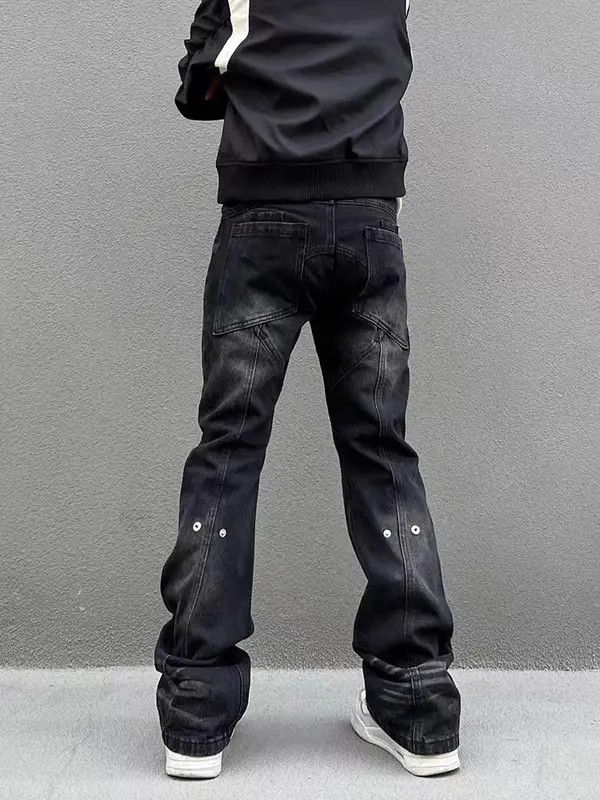 VIBE Street washed distressed patchwork micro-flare jeans Size US 32 / EU 48 - 4 Thumbnail