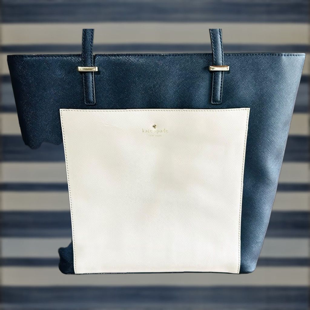 Vintage kate spade new york Cedar Street Tayler Taylor Tote Harmony Handbag Navy Purse Women Tote Large Navy Leather Solid Modern Size ONE SIZE - 1 Thumbnail